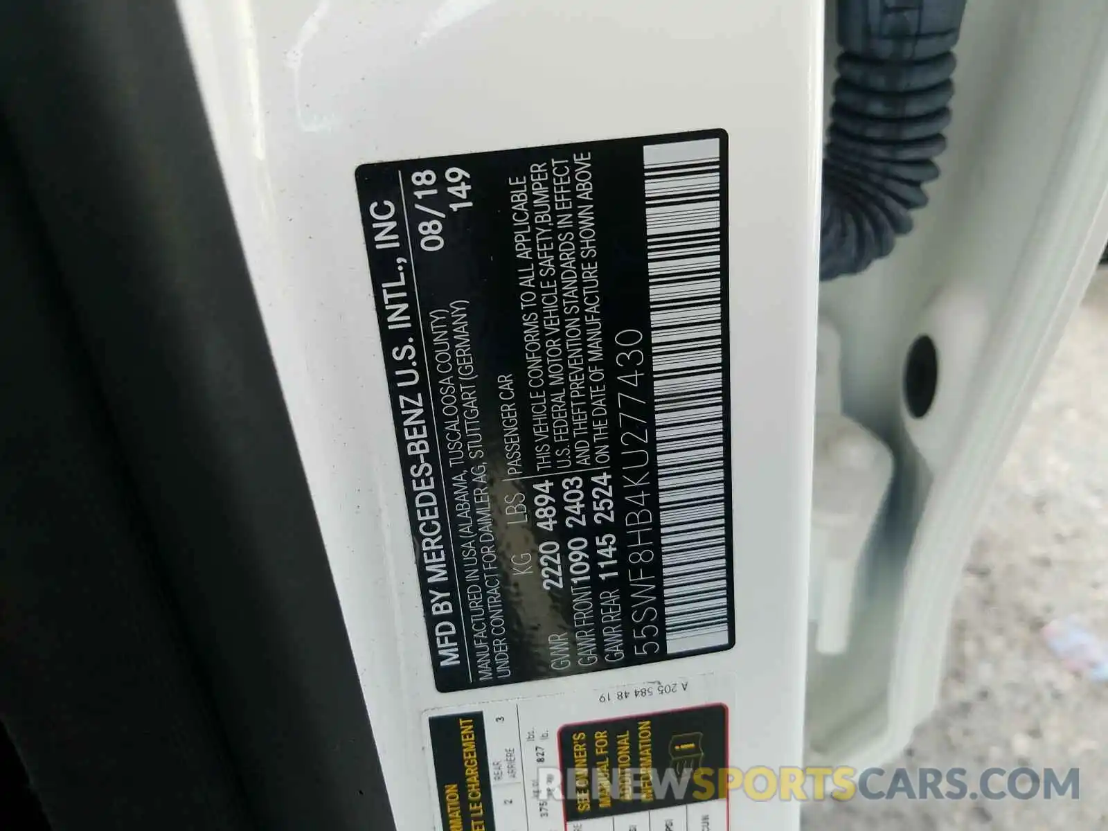 10 Photograph of a damaged car 55SWF8HB4KU277430 MERCEDES-BENZ AMG 2019