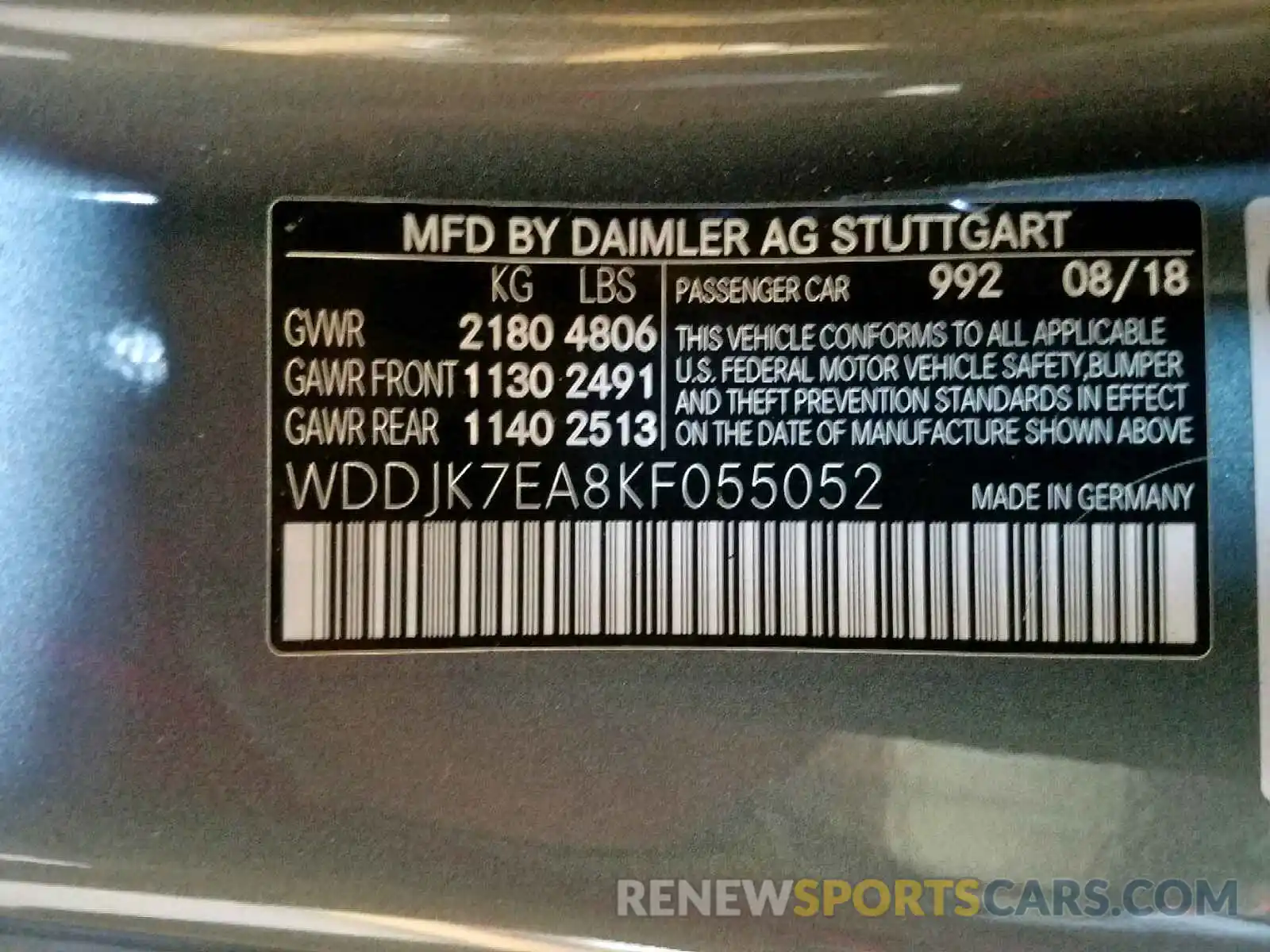 10 Photograph of a damaged car WDDJK7EA8KF055052 MERCEDES-BENZ AMG 2019