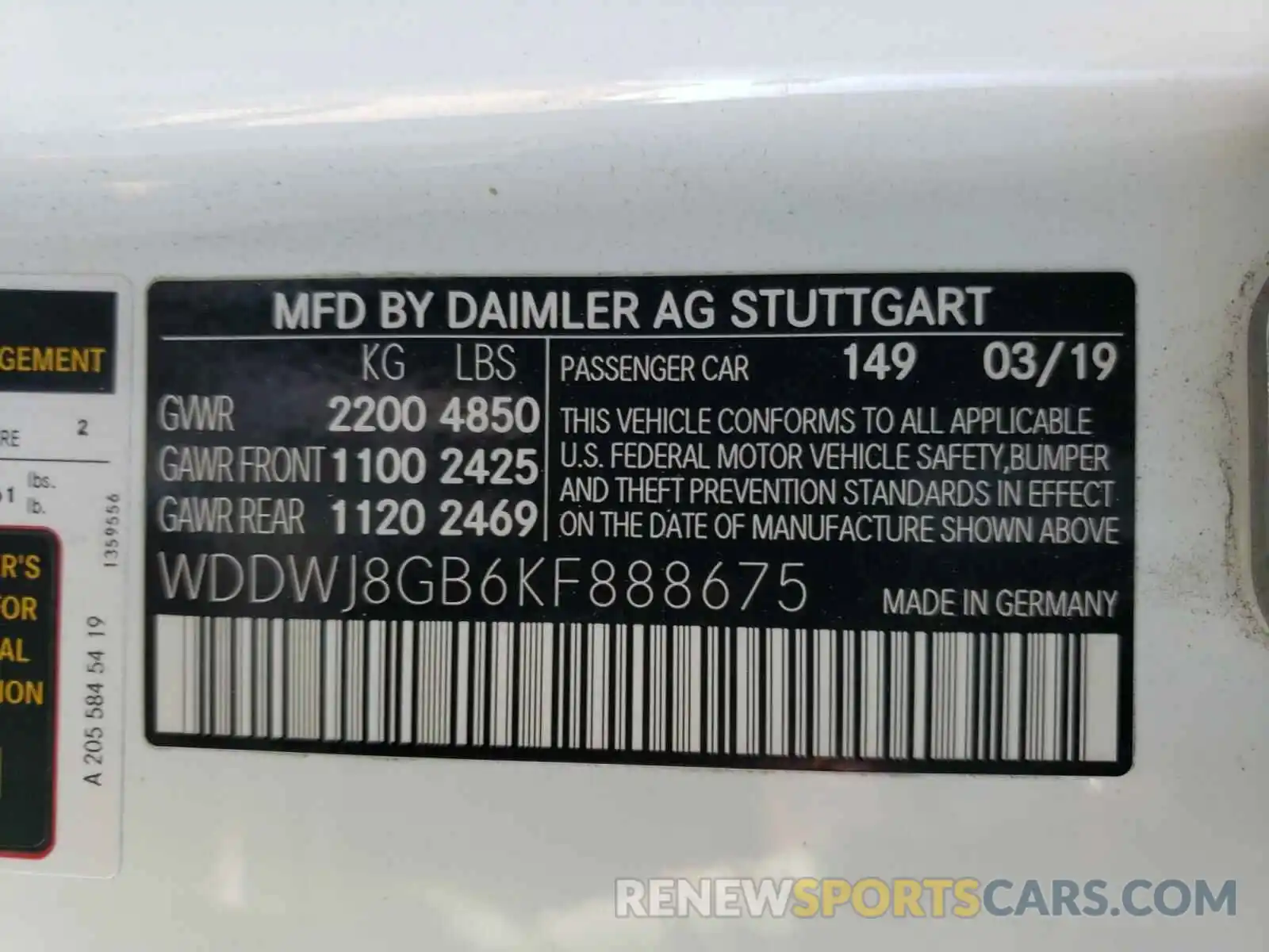 10 Photograph of a damaged car WDDWJ8GB6KF888675 MERCEDES-BENZ AMG 2019