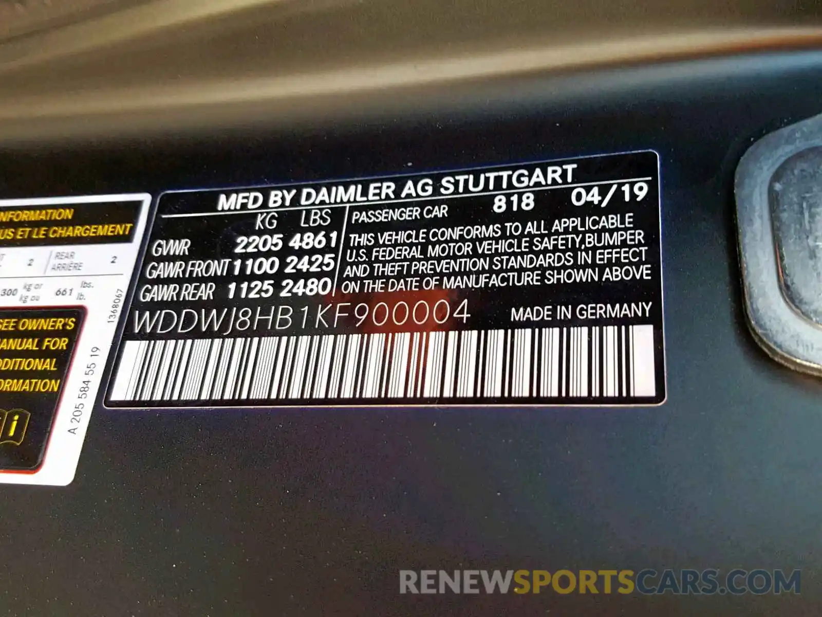 10 Photograph of a damaged car WDDWJ8HB1KF900004 MERCEDES-BENZ AMG 2019