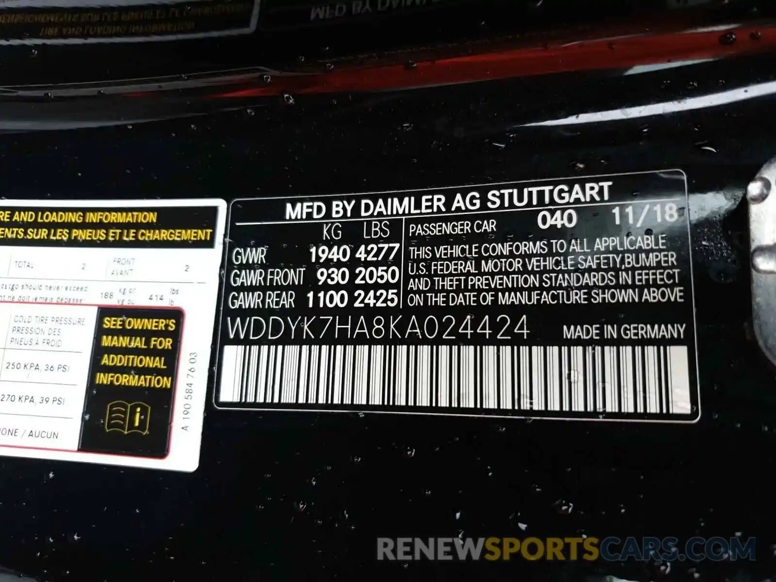 10 Photograph of a damaged car WDDYK7HA8KA024424 MERCEDES-BENZ AMG 2019