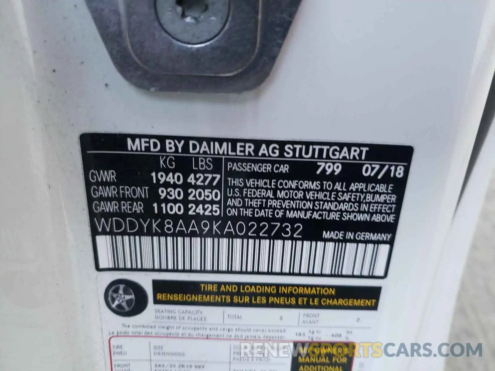 10 Photograph of a damaged car WDDYK8AA9KA022732 MERCEDES-BENZ AMG 2019