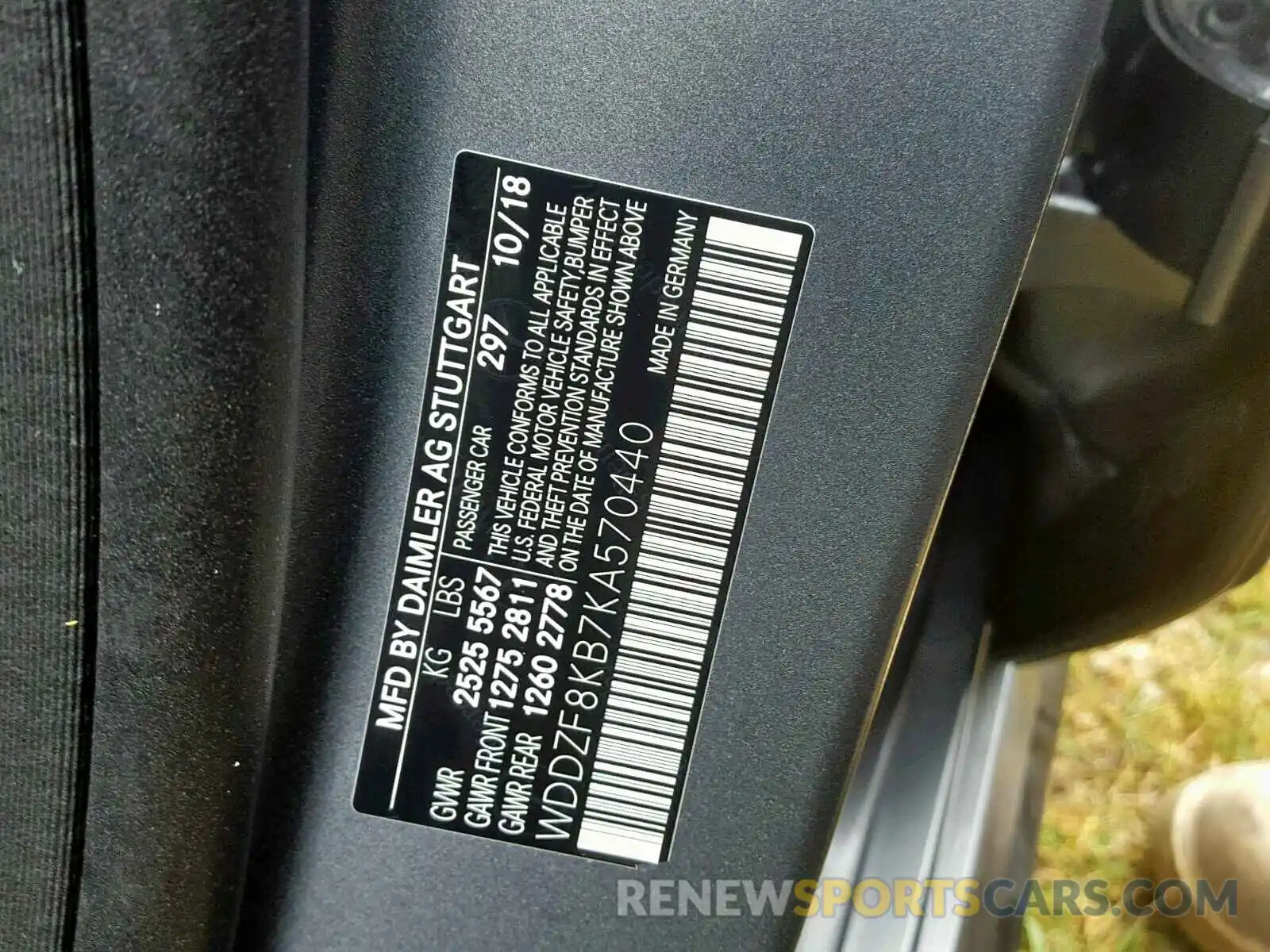 10 Photograph of a damaged car WDDZF8KB7KA570440 MERCEDES-BENZ AMG 2019