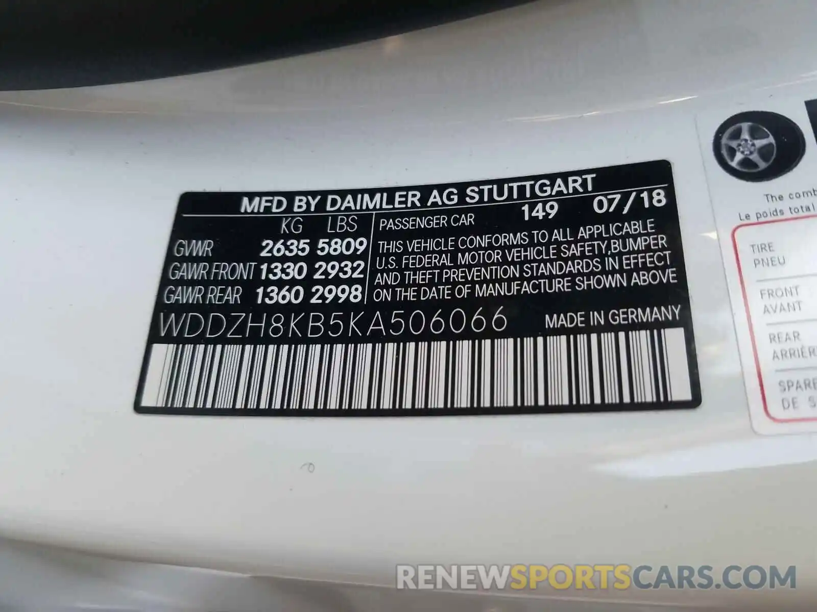 10 Photograph of a damaged car WDDZH8KB5KA506066 MERCEDES-BENZ AMG 2019