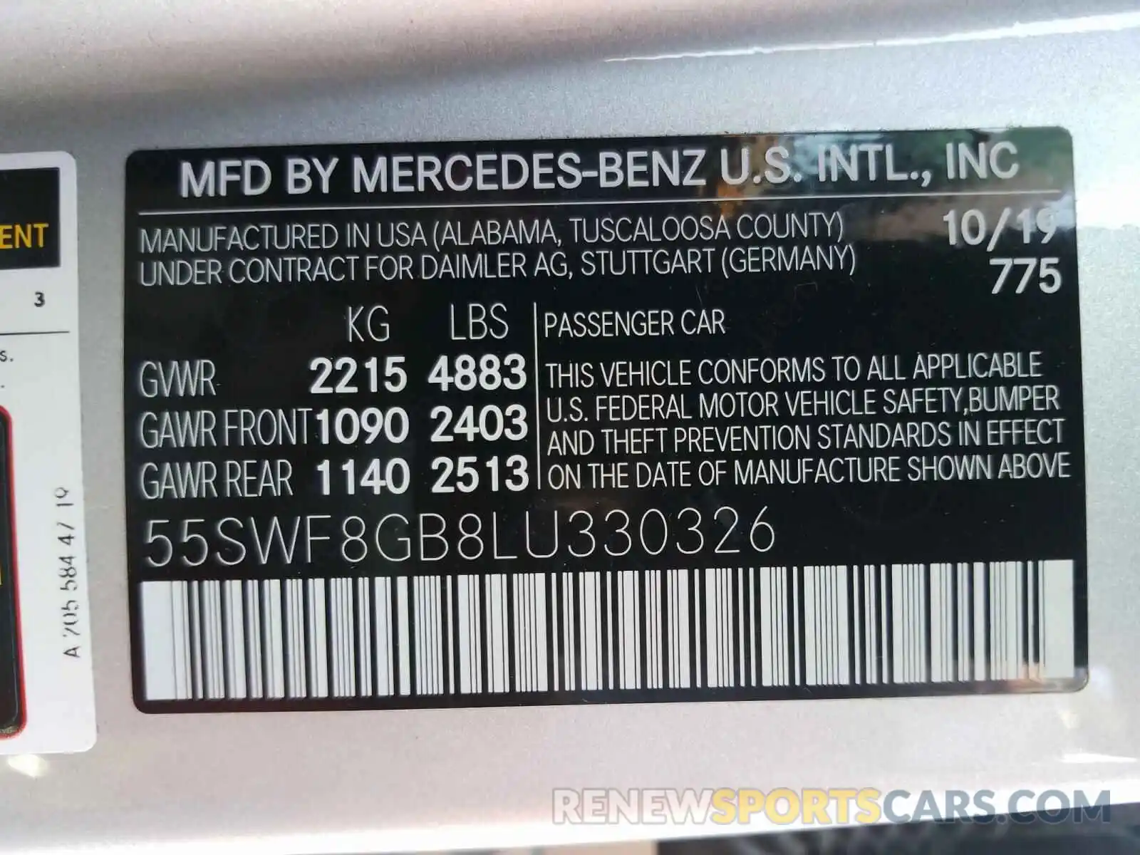 10 Photograph of a damaged car 55SWF8GB8LU330326 MERCEDES-BENZ AMG 2020