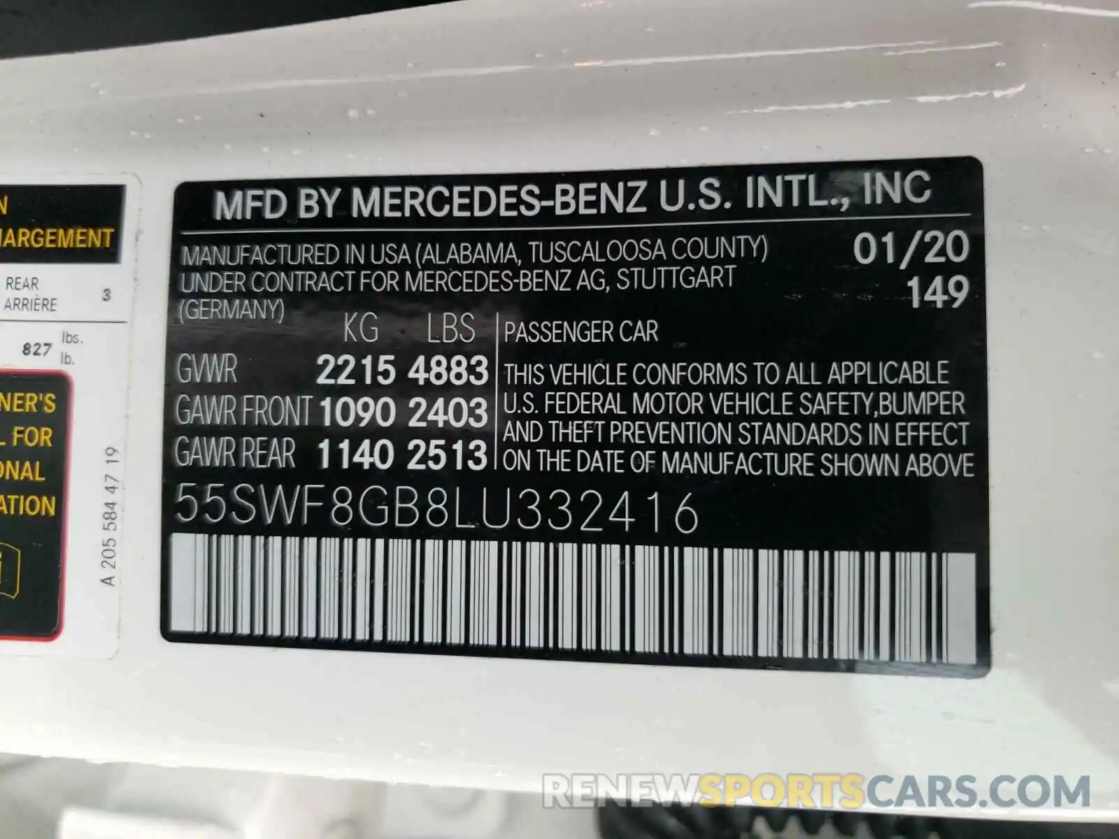 10 Photograph of a damaged car 55SWF8GB8LU332416 MERCEDES-BENZ AMG 2020