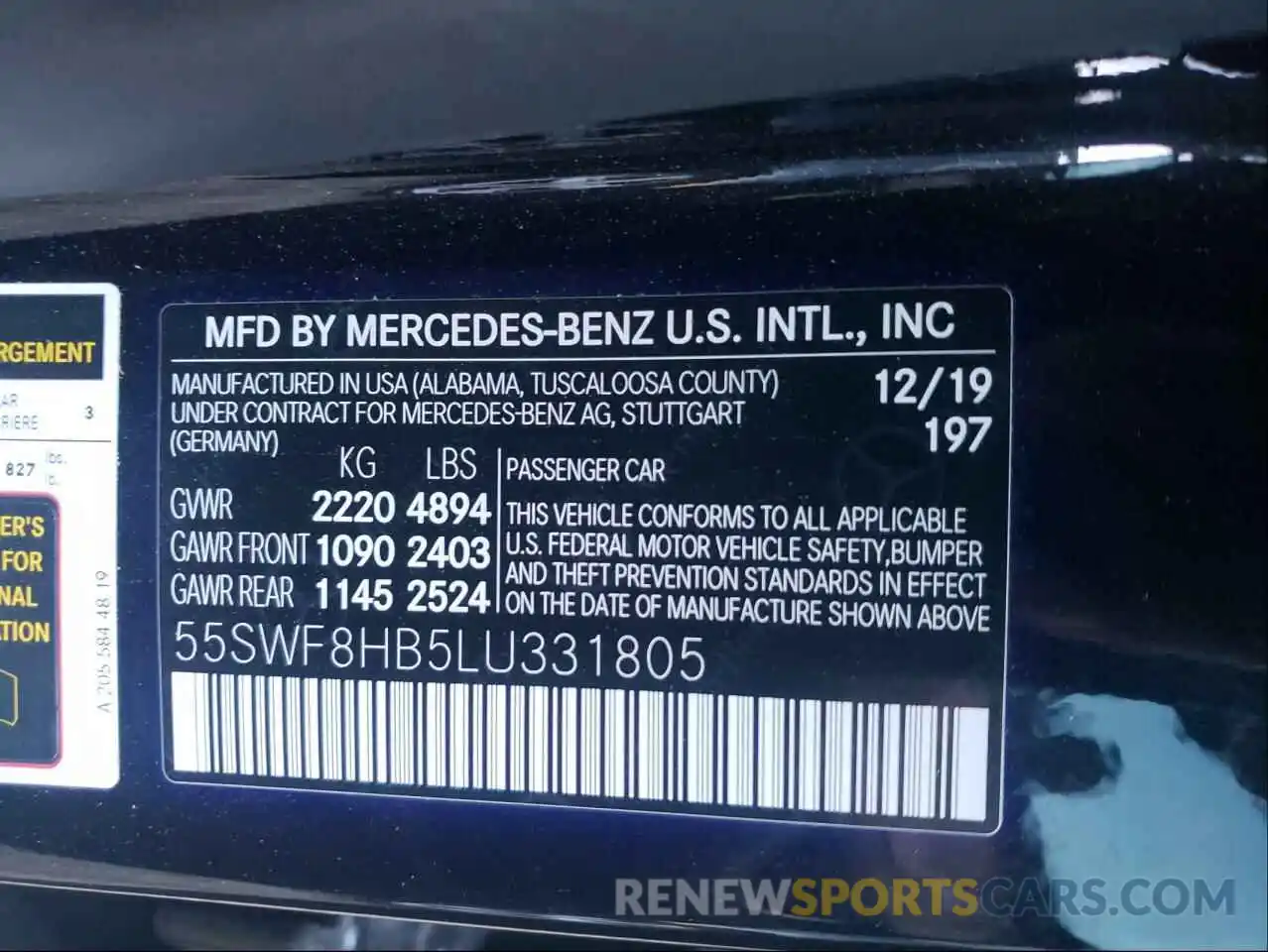 10 Photograph of a damaged car 55SWF8HB5LU331805 MERCEDES-BENZ AMG 2020