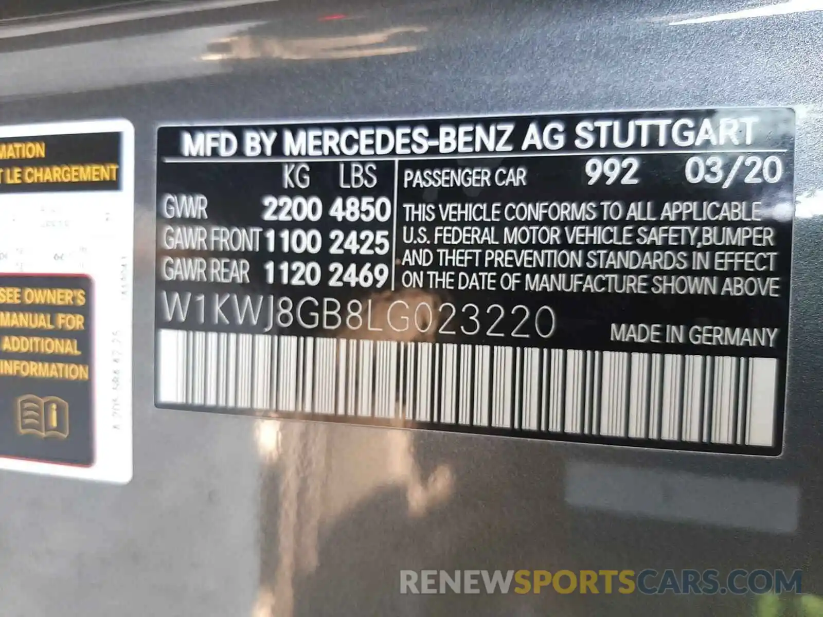 10 Photograph of a damaged car W1KWJ8GB8LG023220 MERCEDES-BENZ AMG 2020
