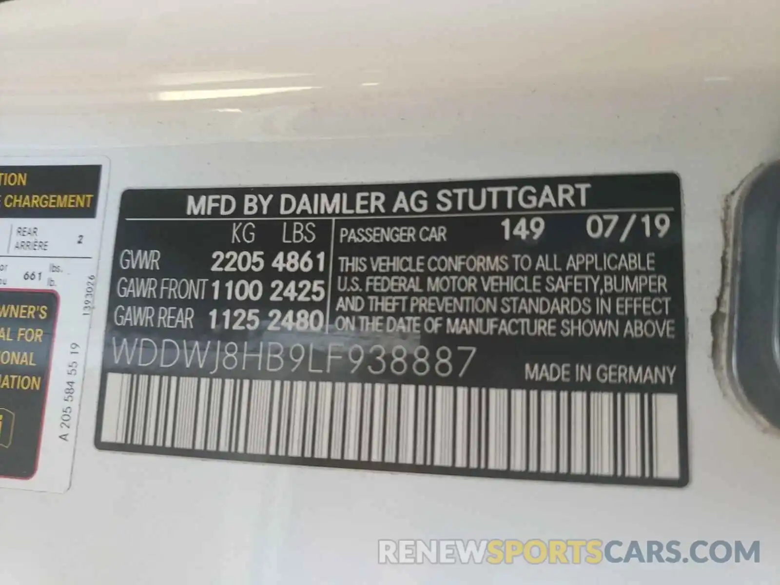 10 Photograph of a damaged car WDDWJ8HB9LF938887 MERCEDES-BENZ AMG 2020