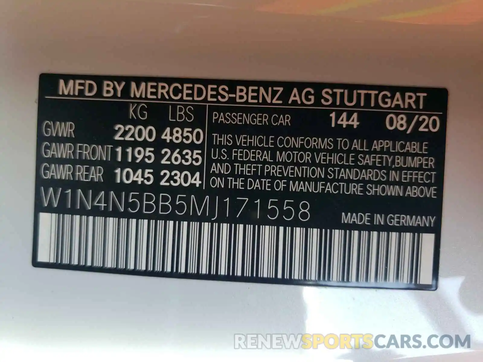 10 Фотография поврежденного автомобиля W1N4N5BB5MJ171558 MERCEDES-BENZ AMG 2021