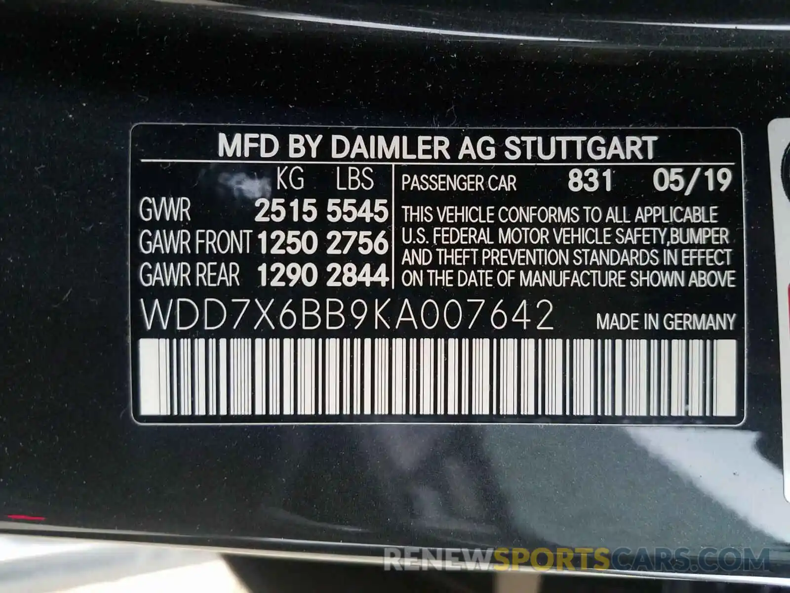 10 Photograph of a damaged car WDD7X6BB9KA007642 MERCEDES-BENZ AMG GT 53 2019