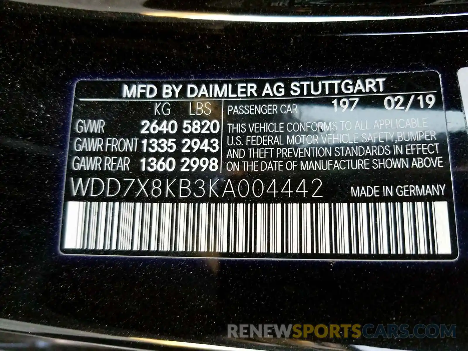 10 Photograph of a damaged car WDD7X8KB3KA004442 MERCEDES-BENZ AMG GT 63 2019