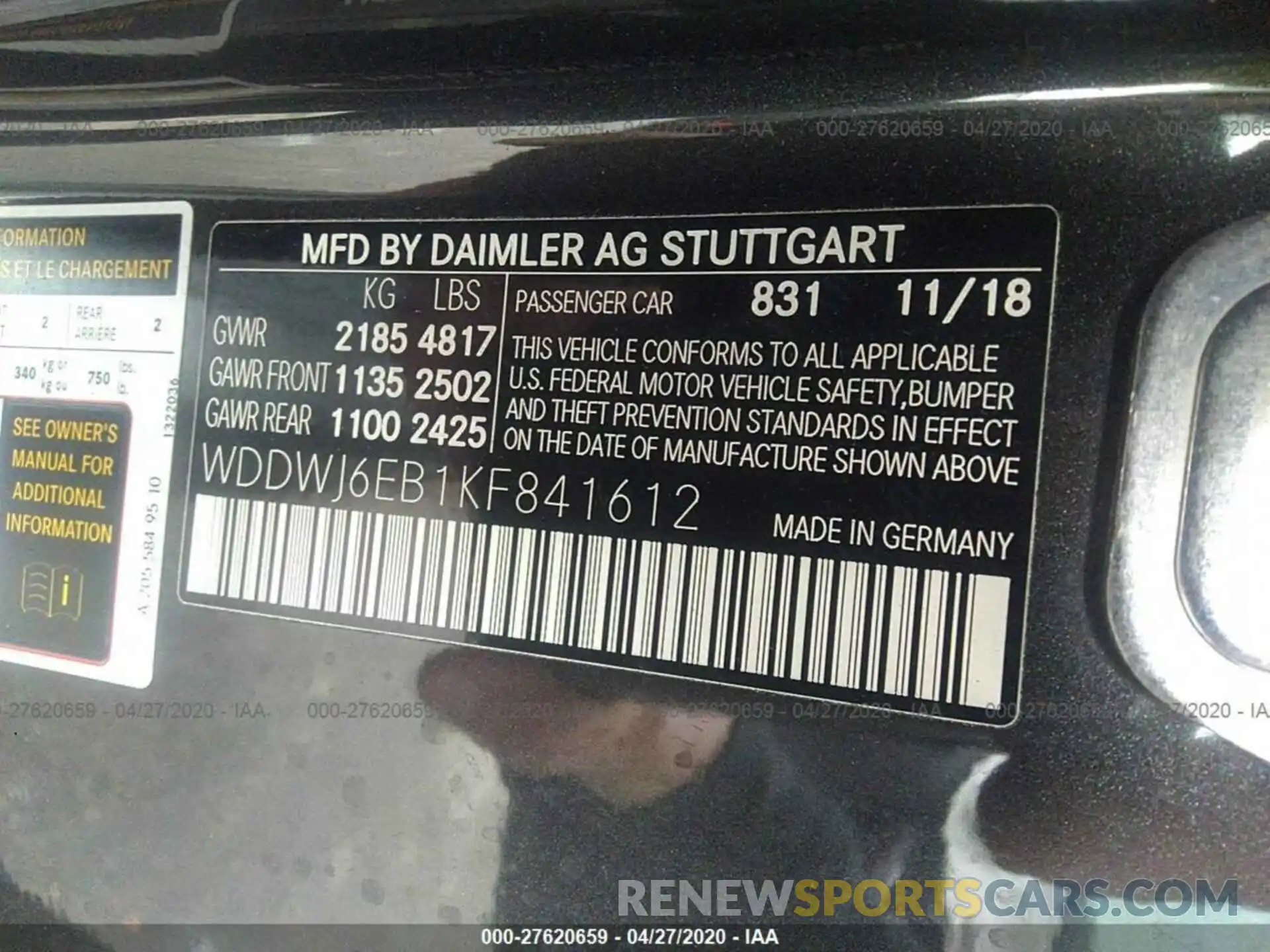 9 Фотография поврежденного автомобиля WDDWJ6EB1KF841612 MERCEDES-BENZ C 2019