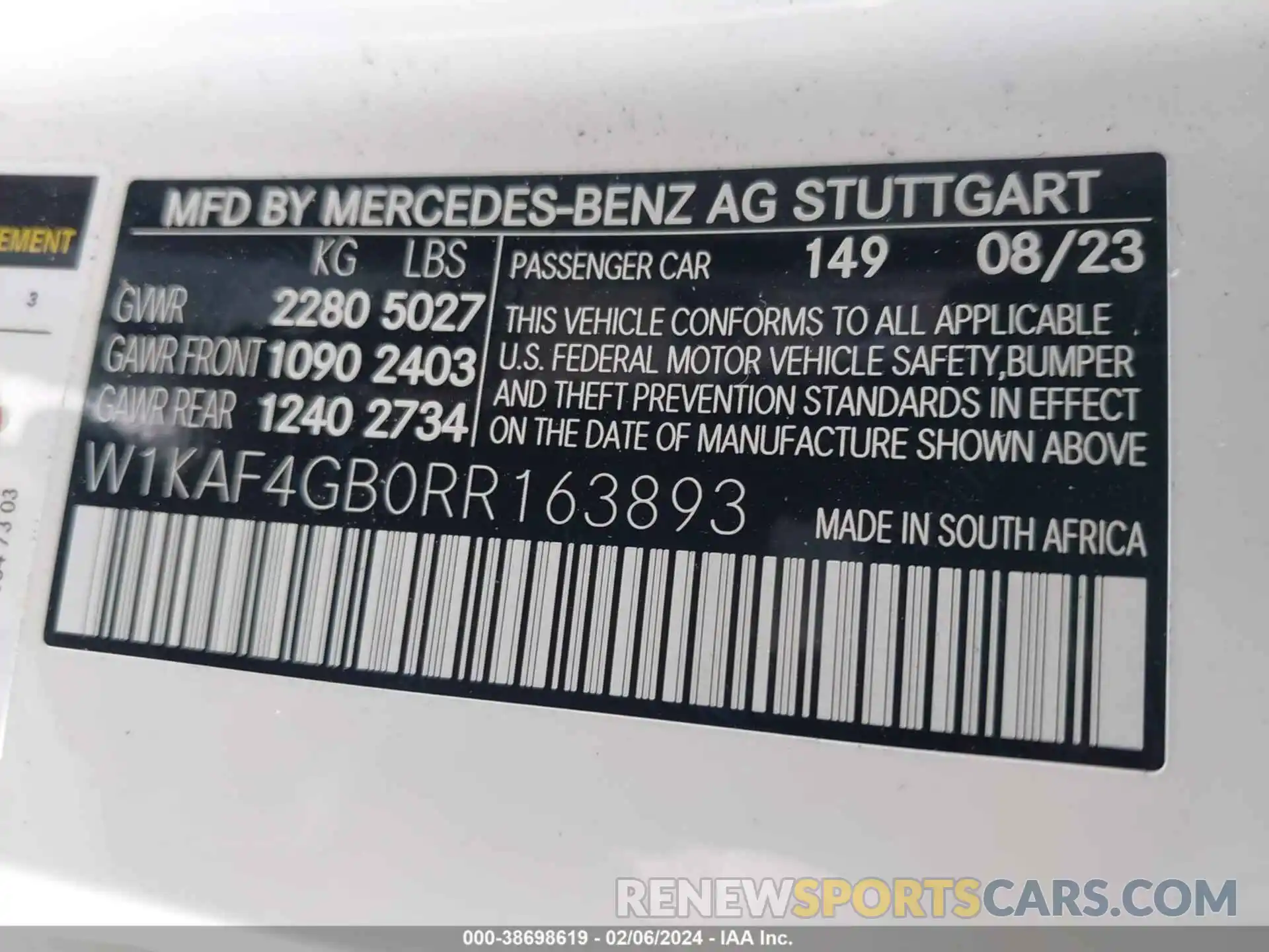 9 Photograph of a damaged car W1KAF4GB0RR163893 MERCEDES-BENZ C 300 2024