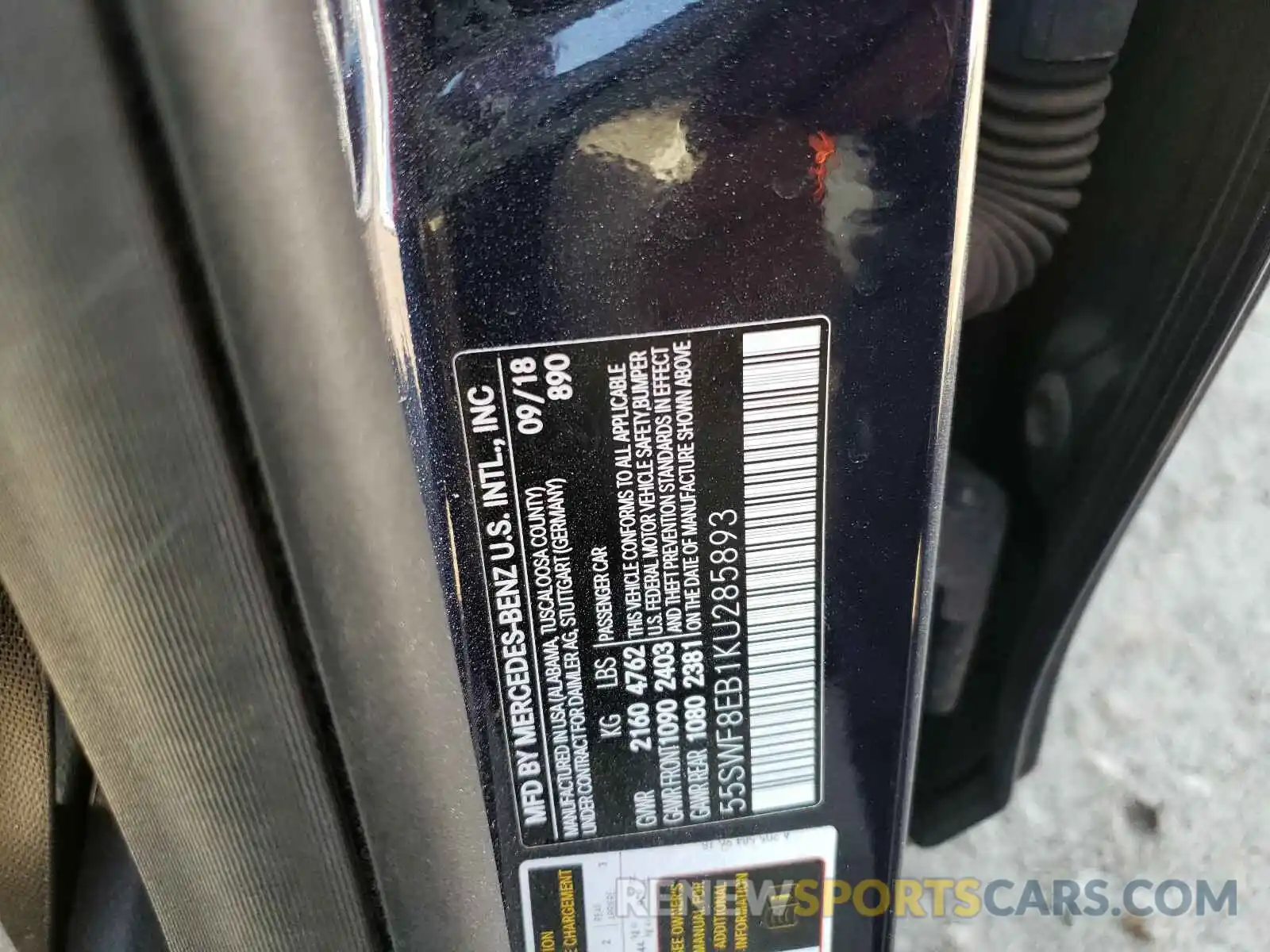 10 Photograph of a damaged car 55SWF8EB1KU285893 MERCEDES-BENZ C CLASS 2019