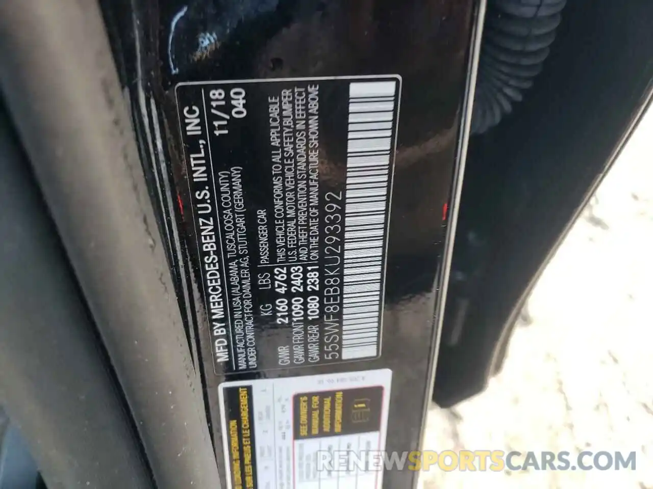 12 Photograph of a damaged car 55SWF8EB8KU293392 MERCEDES-BENZ C-CLASS 2019