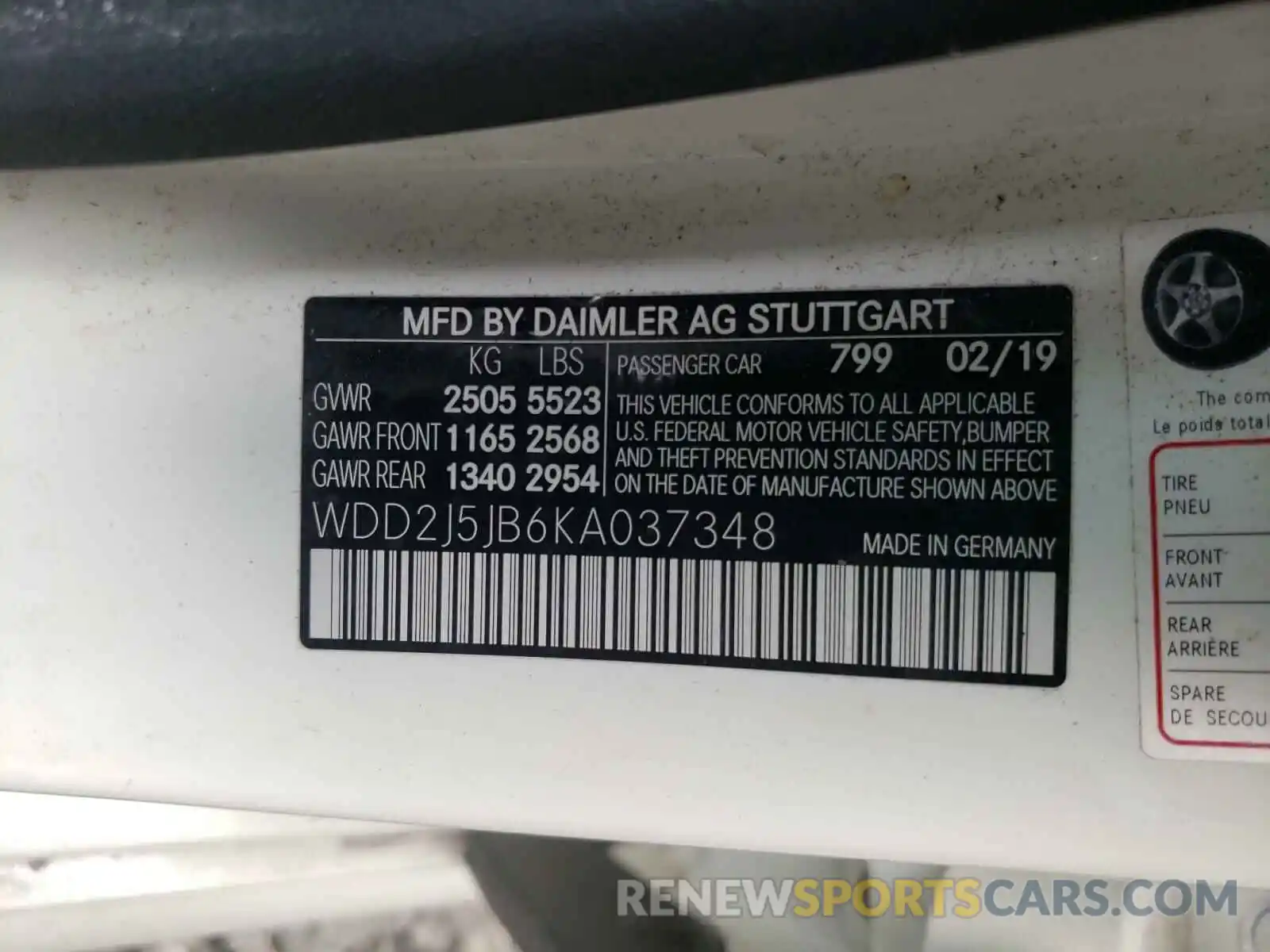 10 Photograph of a damaged car WDD2J5JB6KA037348 MERCEDES-BENZ C CLASS 2019