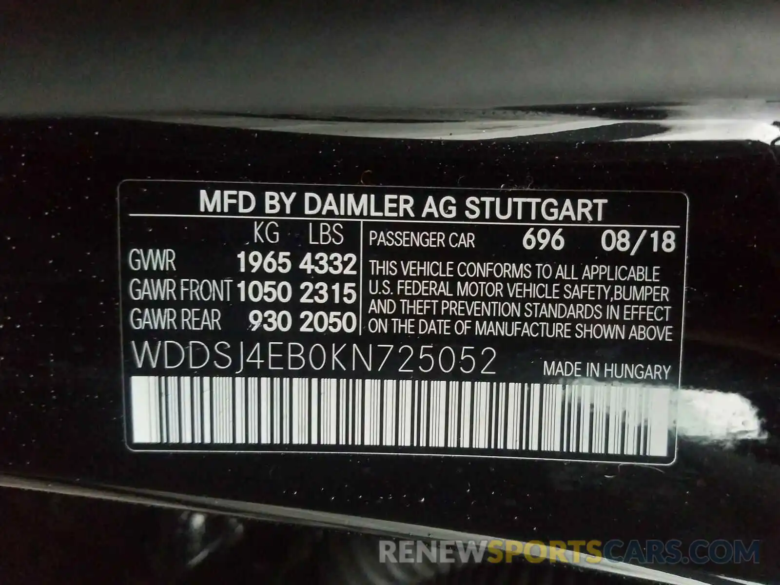 10 Фотография поврежденного автомобиля WDDSJ4EB0KN725052 MERCEDES-BENZ C CLASS 2019