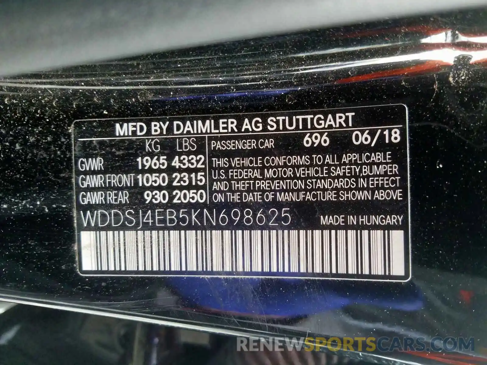 10 Photograph of a damaged car WDDSJ4EB5KN698625 MERCEDES-BENZ C CLASS 2019