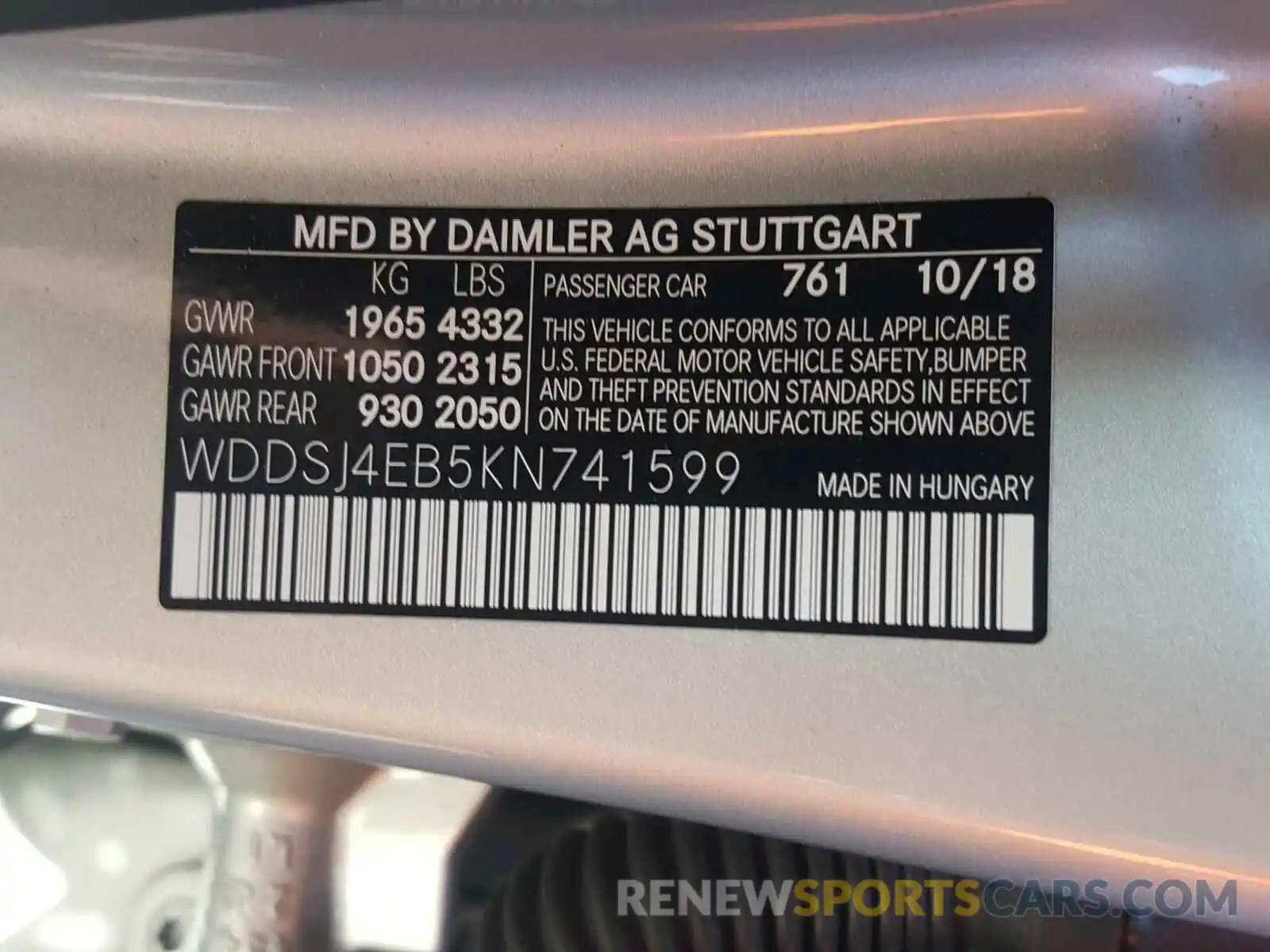 10 Photograph of a damaged car WDDSJ4EB5KN741599 MERCEDES-BENZ C CLASS 2019