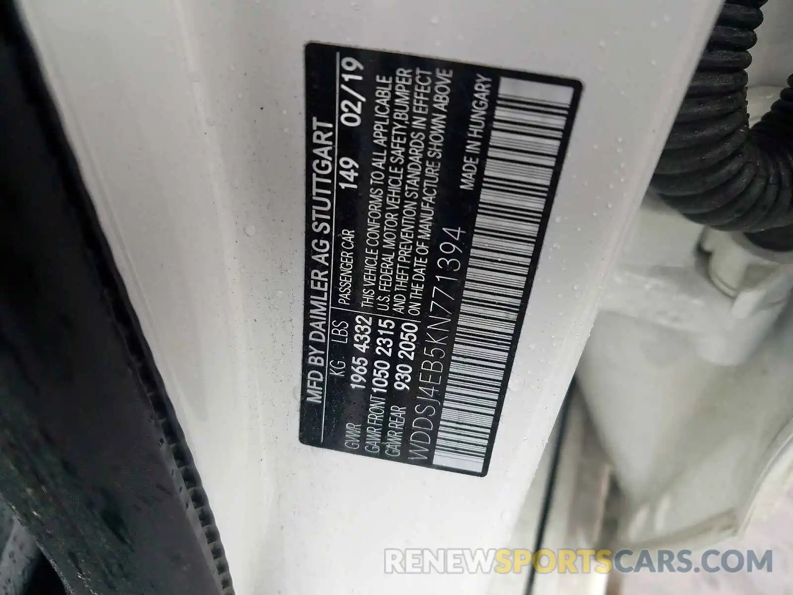 10 Photograph of a damaged car WDDSJ4EB5KN771394 MERCEDES-BENZ C CLASS 2019