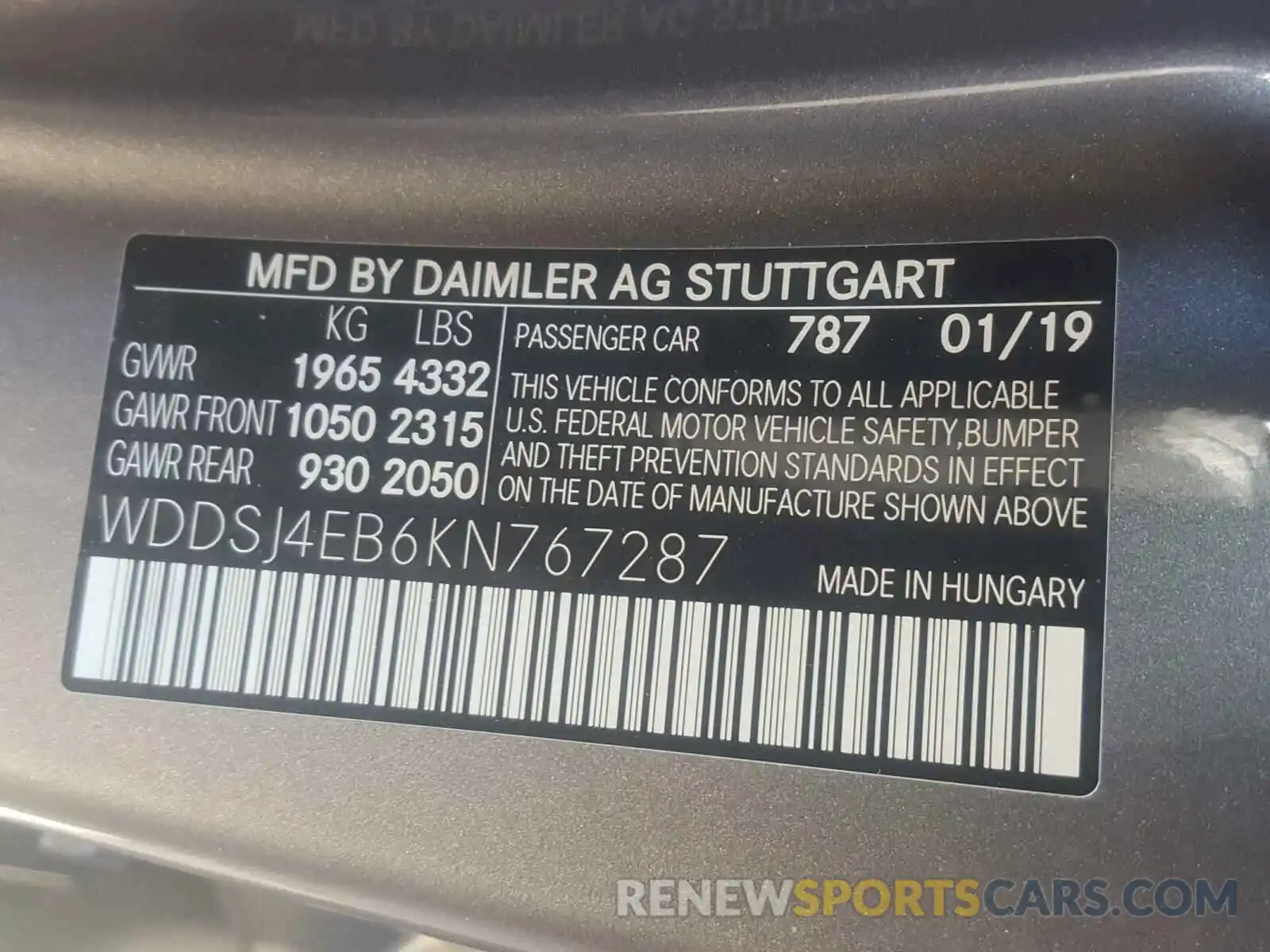 10 Photograph of a damaged car WDDSJ4EB6KN767287 MERCEDES-BENZ C CLASS 2019