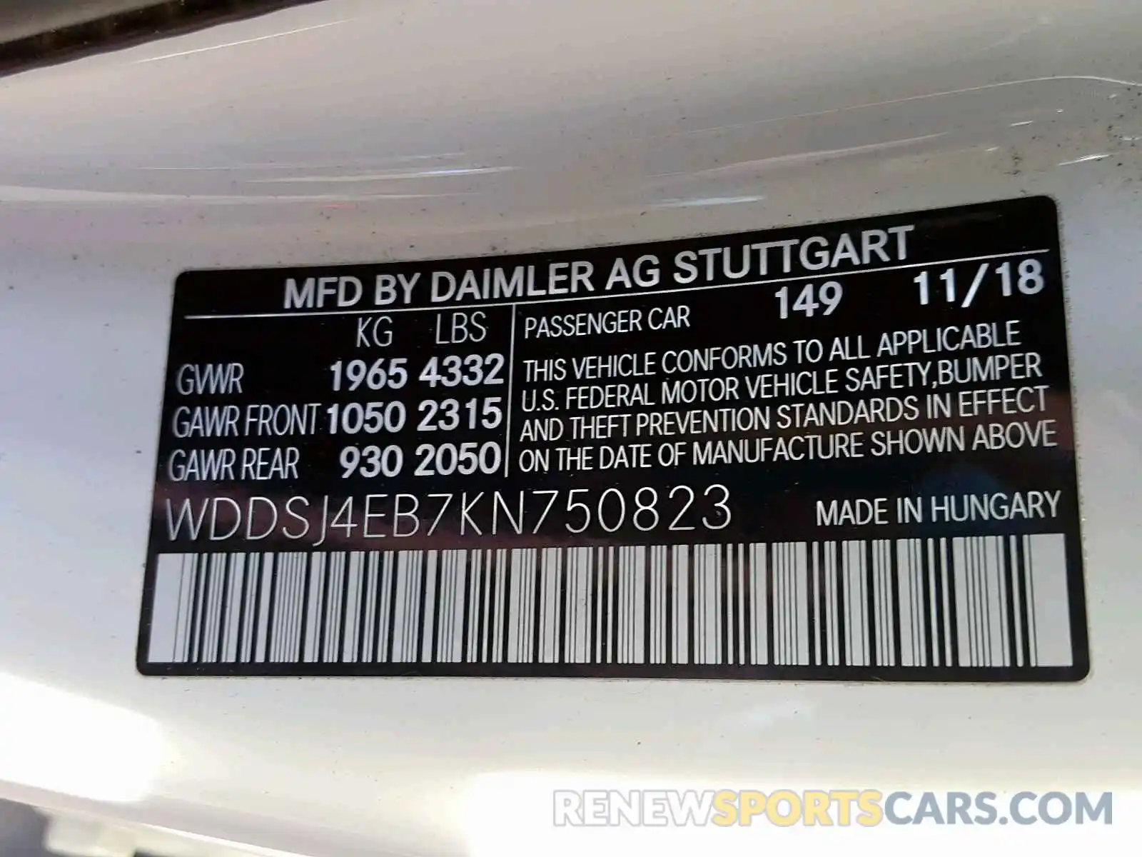 10 Photograph of a damaged car WDDSJ4EB7KN750823 MERCEDES-BENZ C CLASS 2019