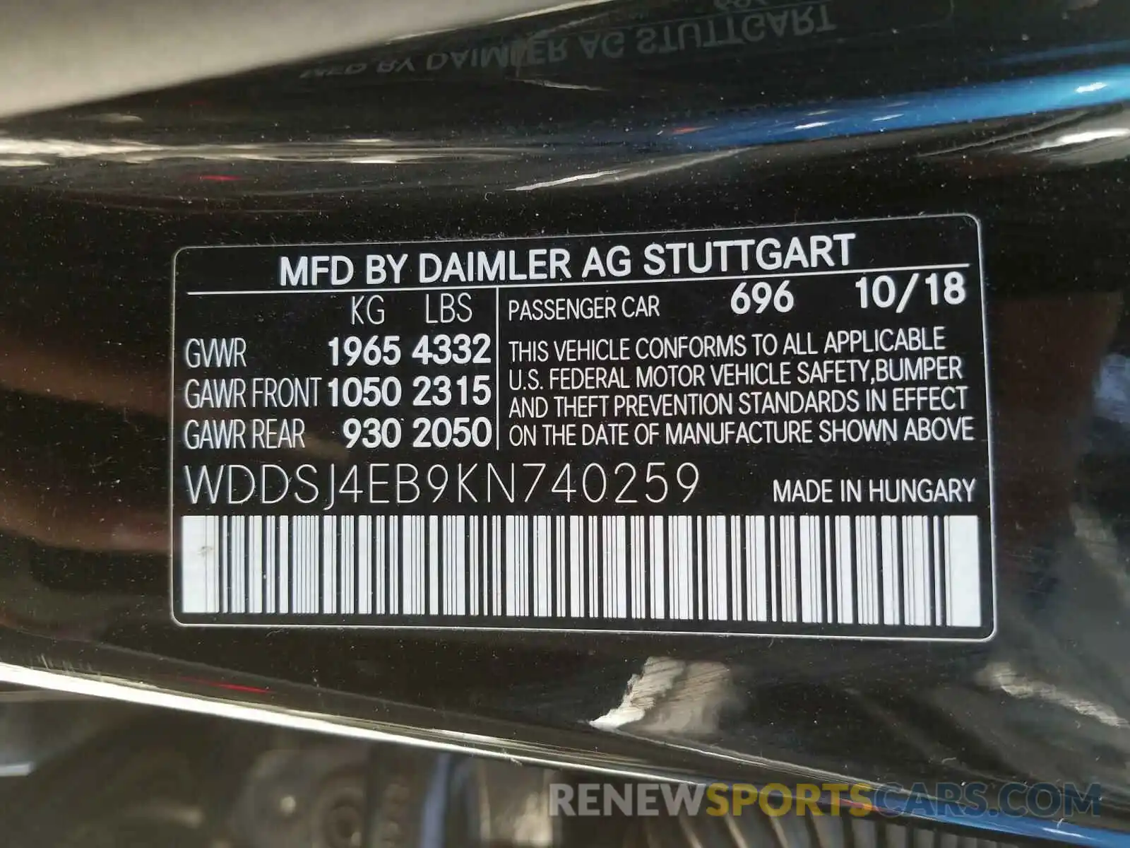 10 Photograph of a damaged car WDDSJ4EB9KN740259 MERCEDES-BENZ C CLASS 2019