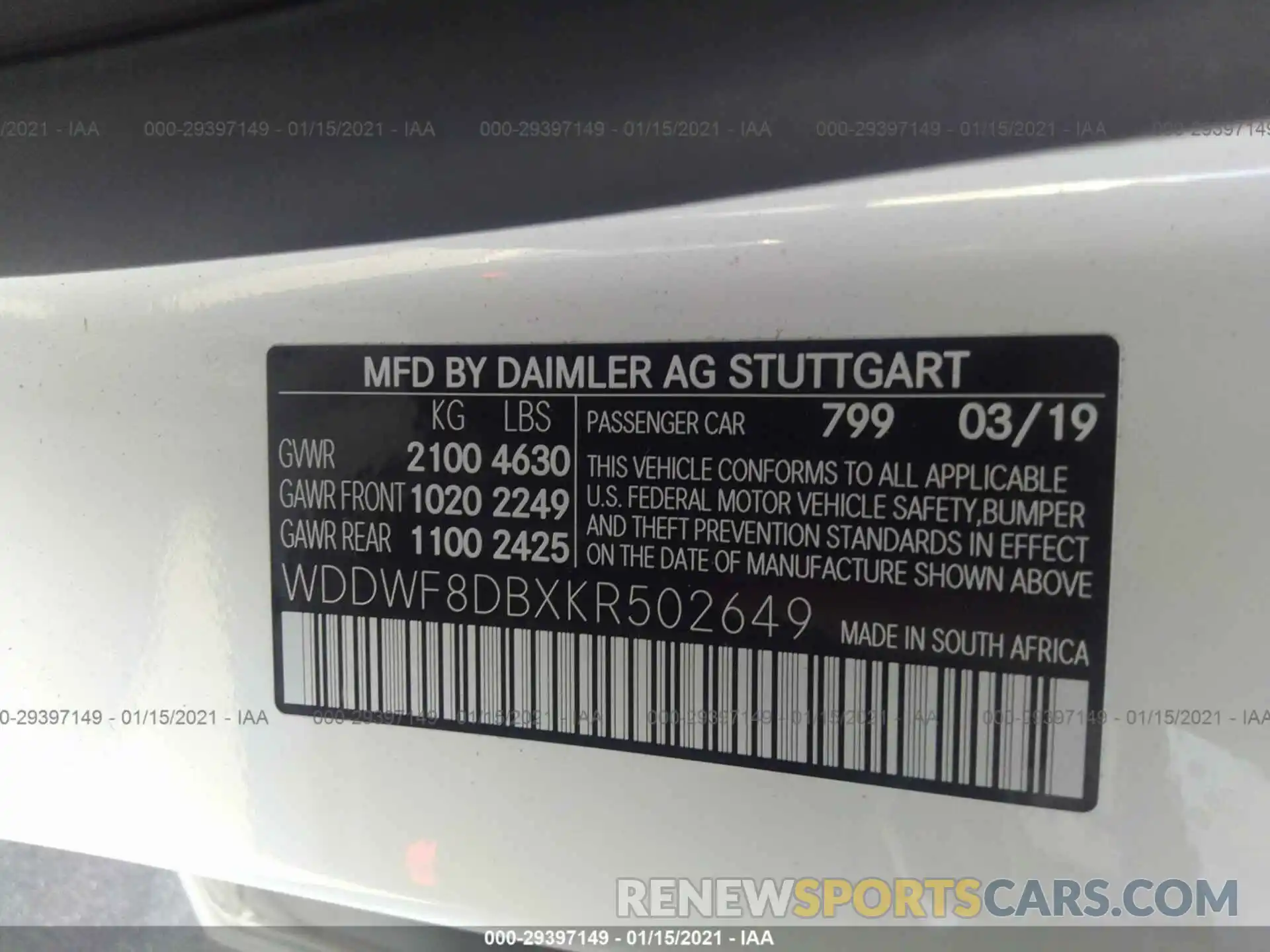 9 Photograph of a damaged car WDDWF8DBXKR502649 MERCEDES-BENZ C-CLASS 2019