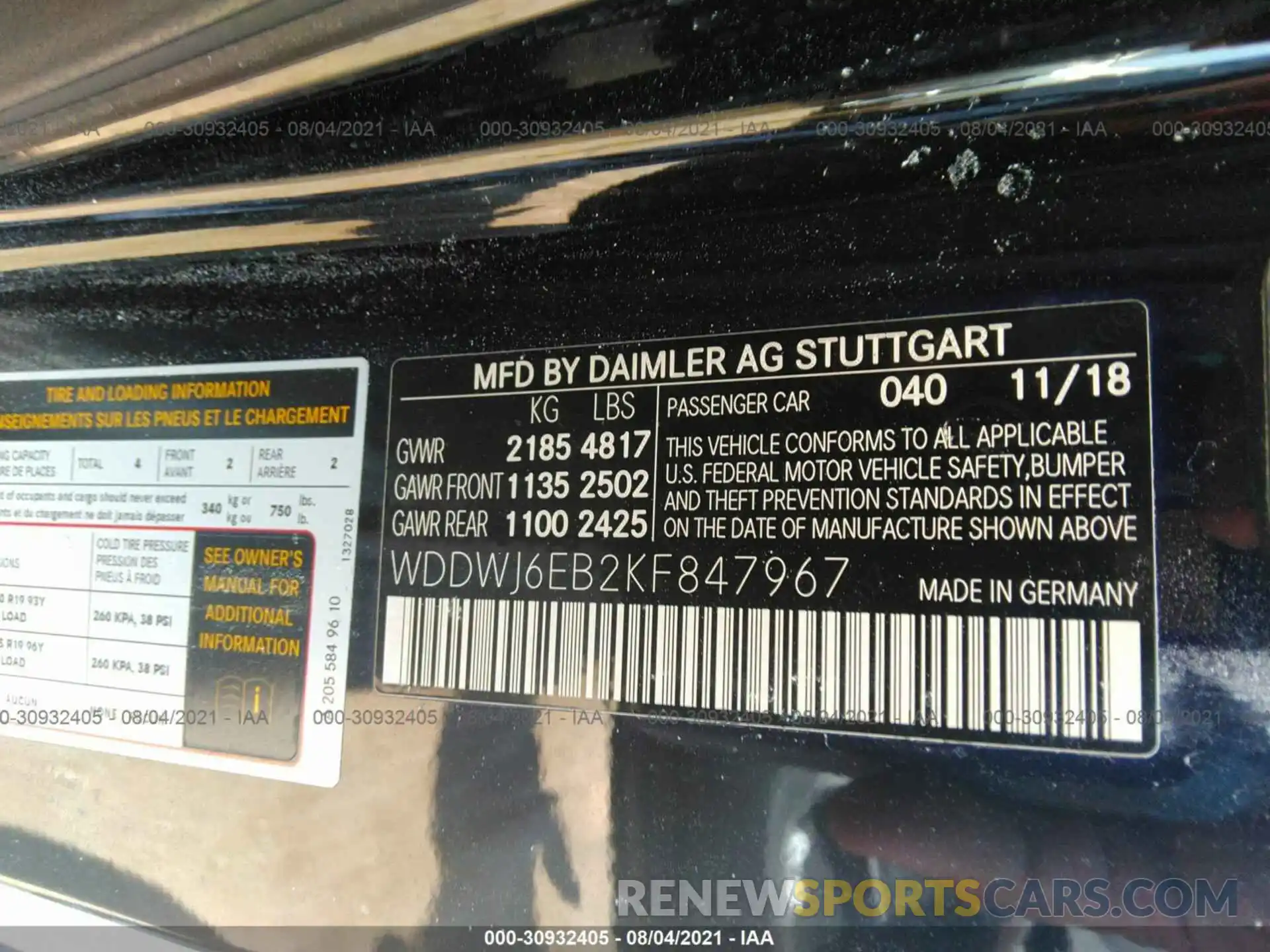 9 Photograph of a damaged car WDDWJ6EB2KF847967 MERCEDES-BENZ C-CLASS 2019