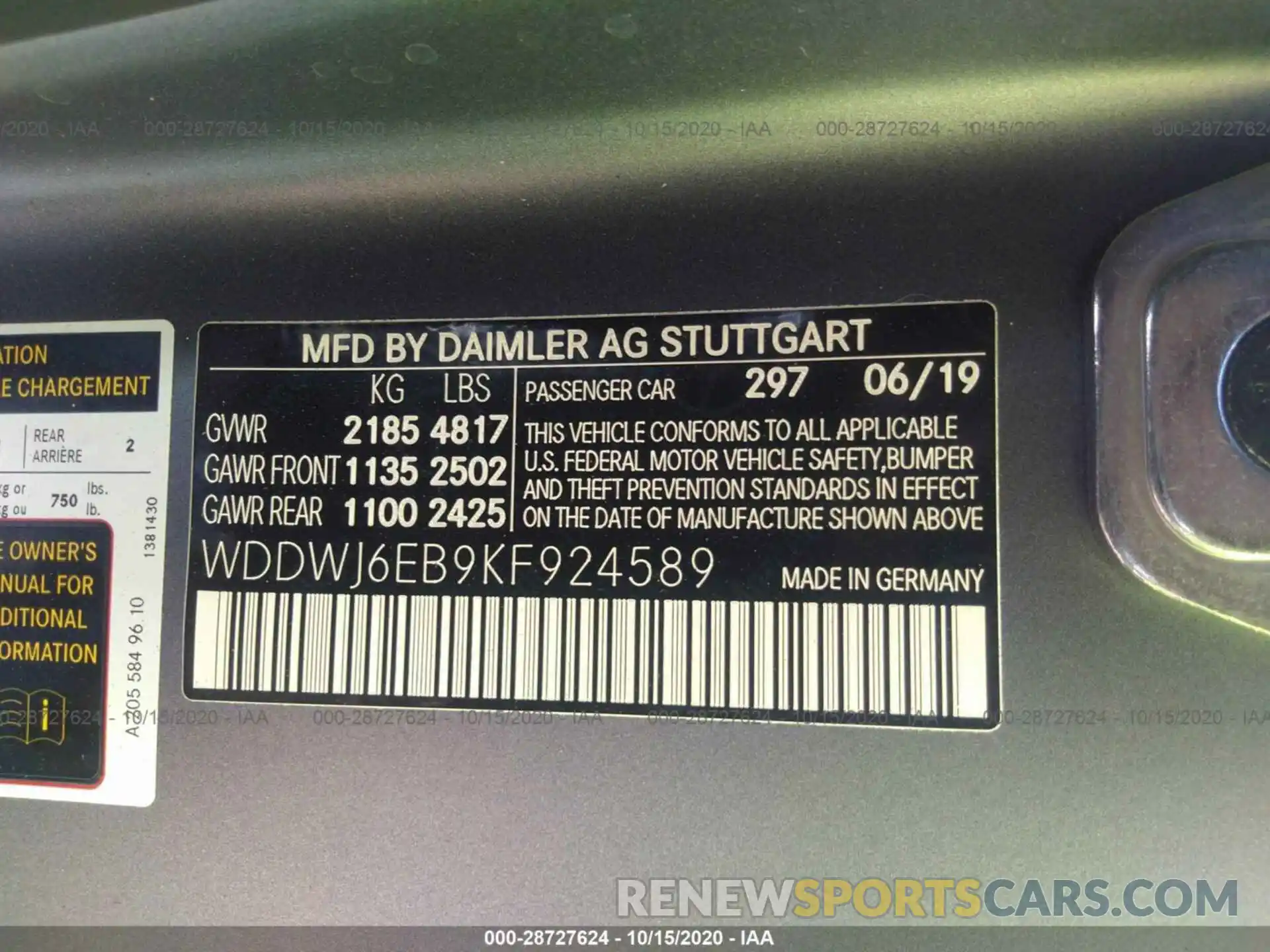 9 Photograph of a damaged car WDDWJ6EB9KF924589 MERCEDES-BENZ C-CLASS 2019