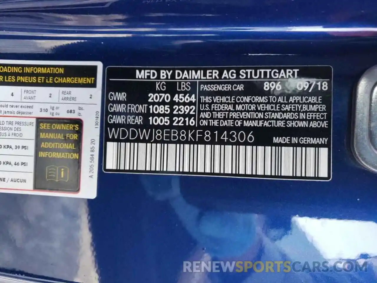 10 Photograph of a damaged car WDDWJ8EB8KF814306 MERCEDES-BENZ C-CLASS 2019