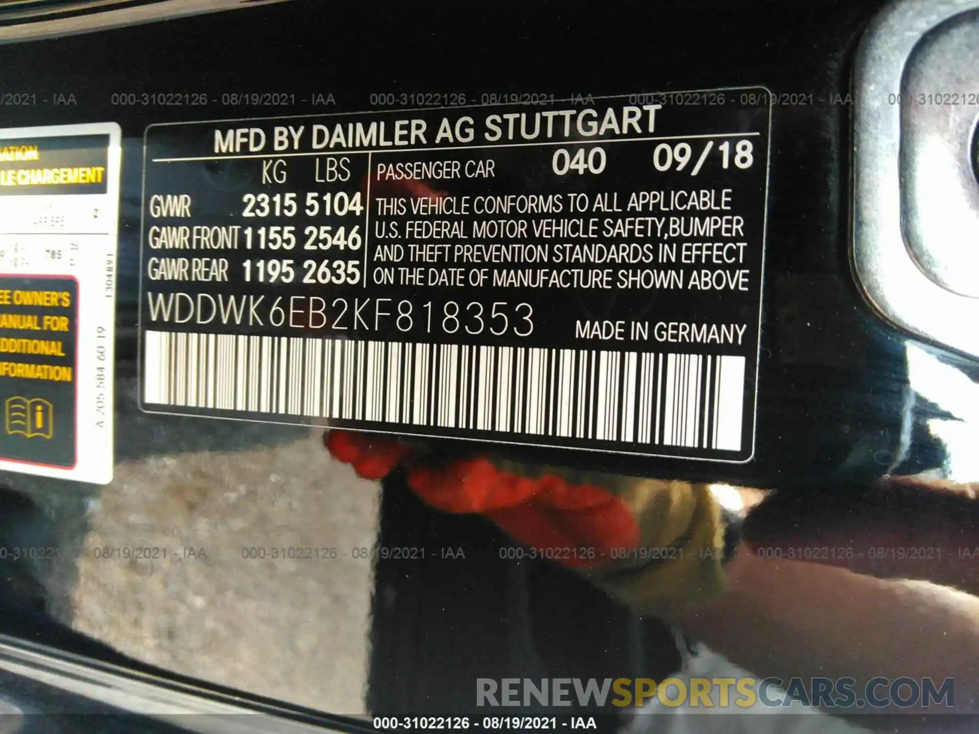 9 Photograph of a damaged car WDDWK6EB2KF818353 MERCEDES-BENZ C-CLASS 2019