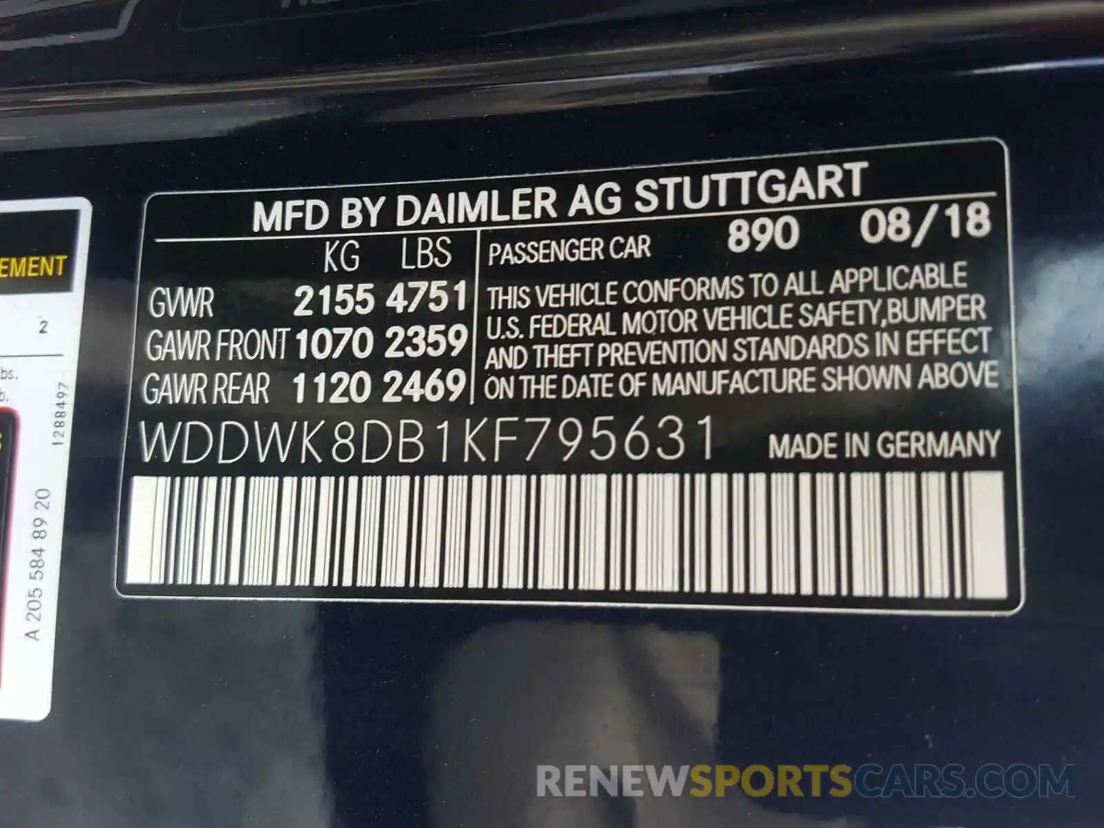 10 Photograph of a damaged car WDDWK8DB1KF795631 MERCEDES-BENZ C CLASS 2019