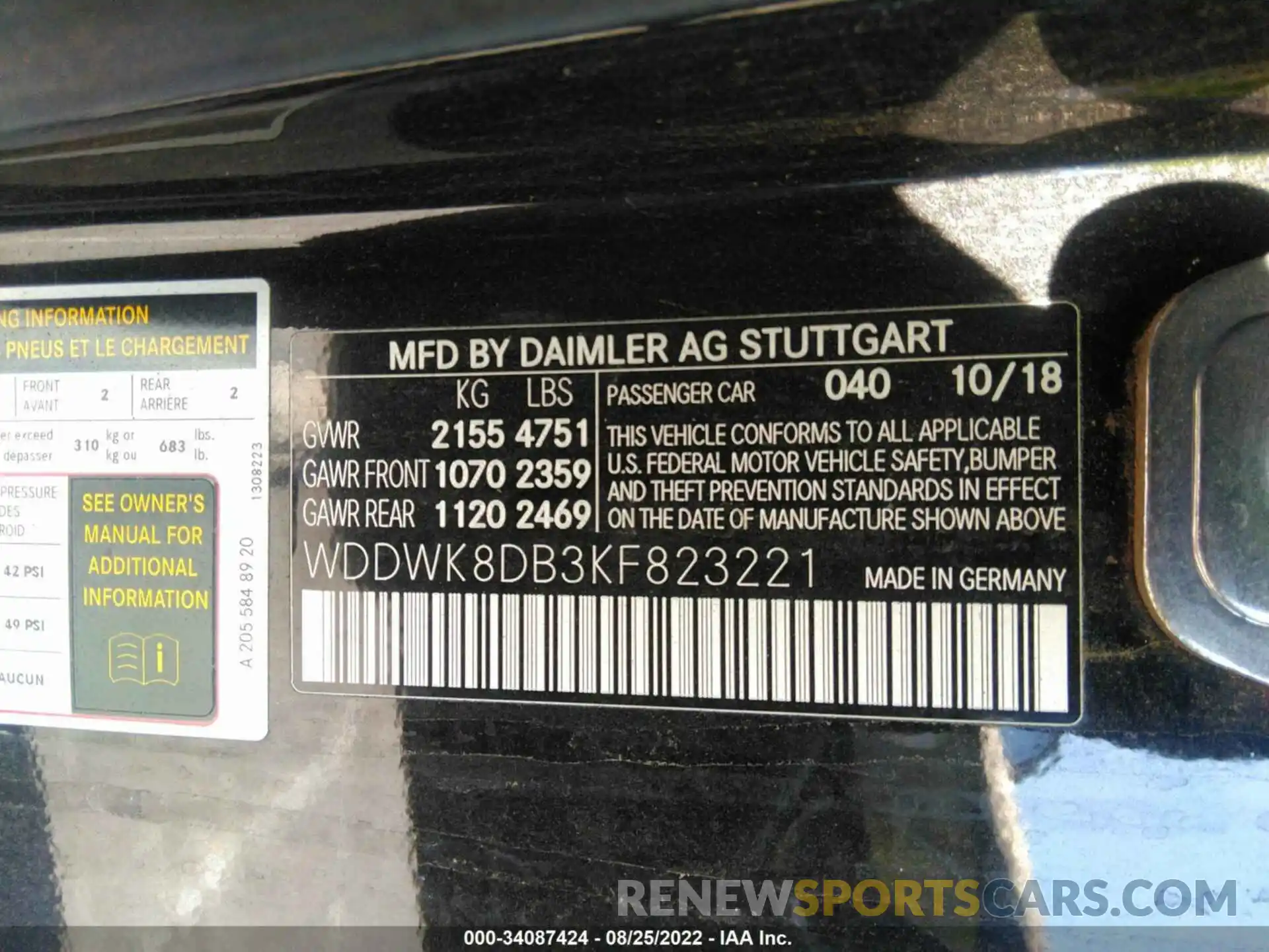 9 Photograph of a damaged car WDDWK8DB3KF823221 MERCEDES-BENZ C-CLASS 2019