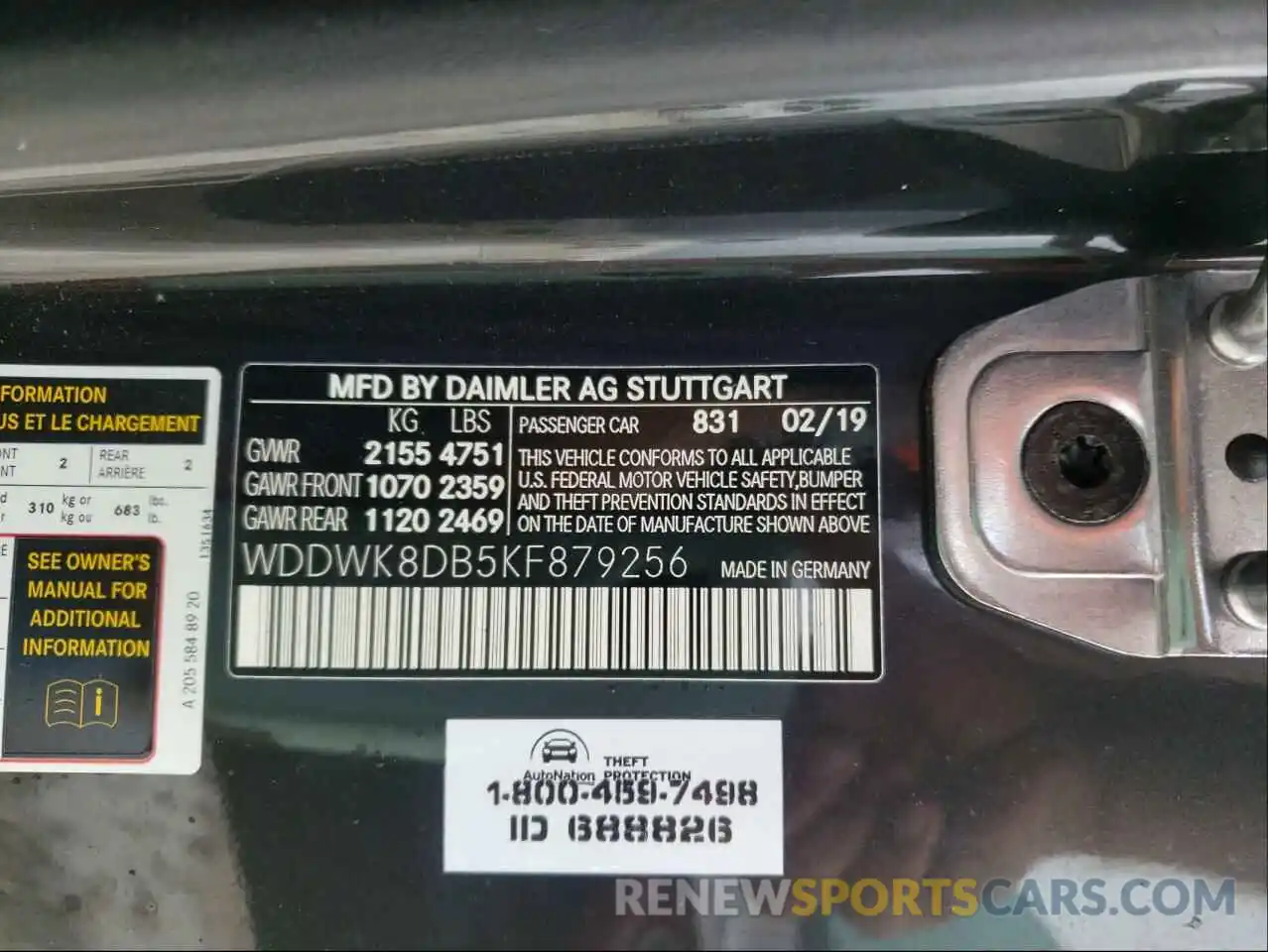 10 Photograph of a damaged car WDDWK8DB5KF879256 MERCEDES-BENZ C-CLASS 2019