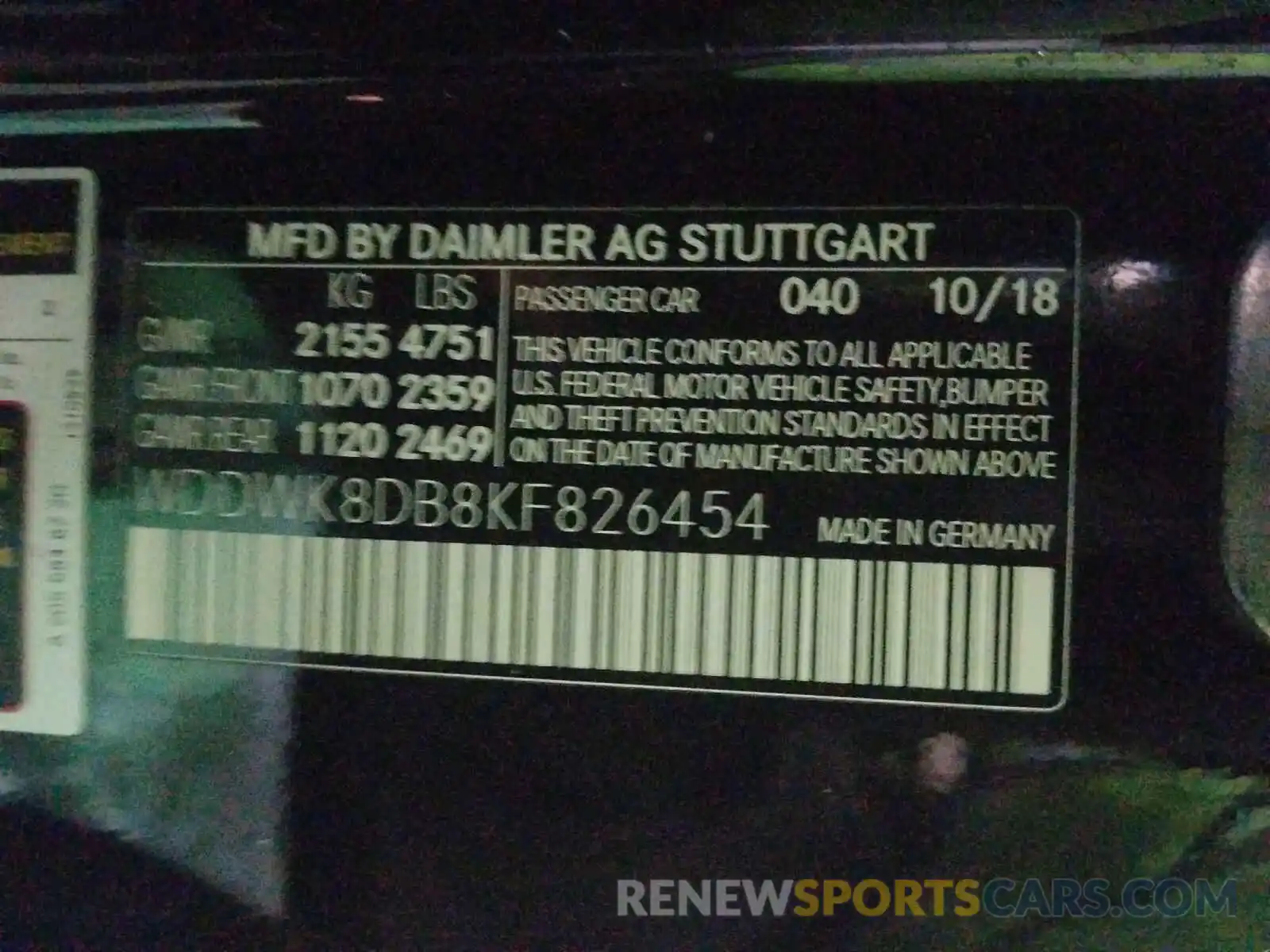 10 Photograph of a damaged car WDDWK8DB8KF826454 MERCEDES-BENZ C CLASS 2019