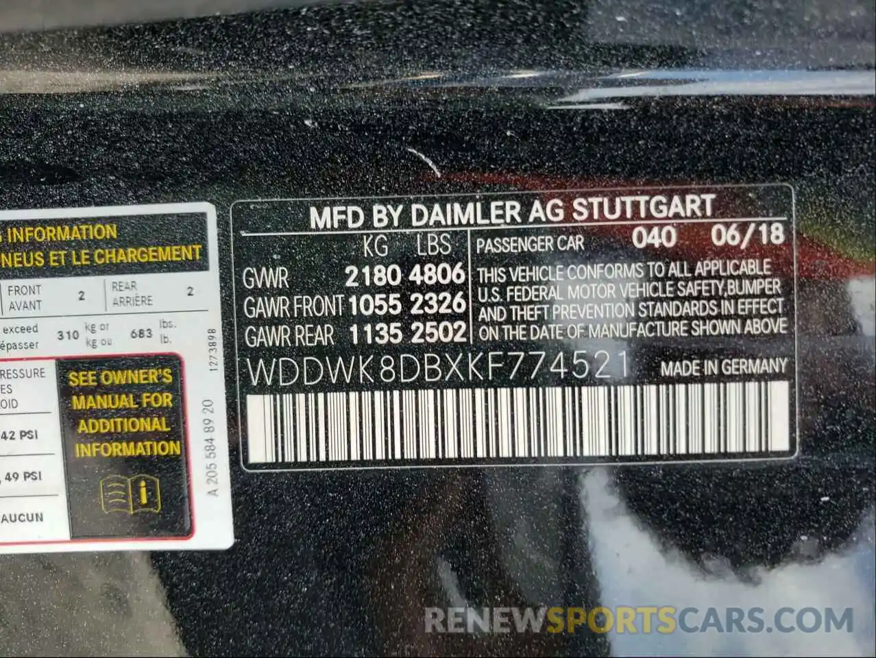 10 Photograph of a damaged car WDDWK8DBXKF774521 MERCEDES-BENZ C-CLASS 2019