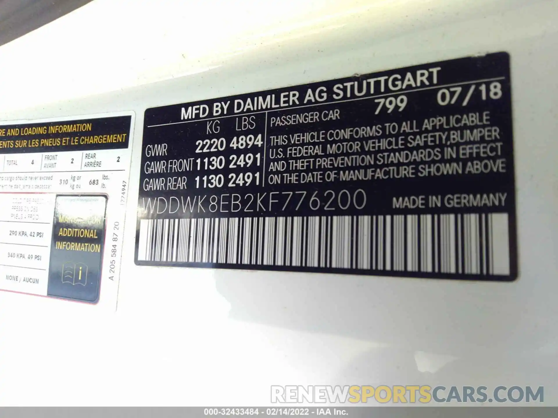 9 Photograph of a damaged car WDDWK8EB2KF776200 MERCEDES-BENZ C-CLASS 2019