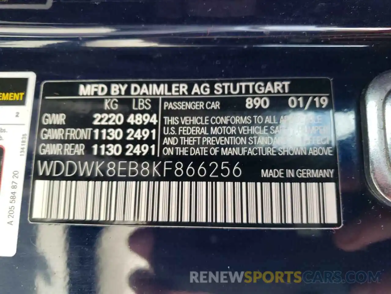 10 Photograph of a damaged car WDDWK8EB8KF866256 MERCEDES-BENZ C-CLASS 2019