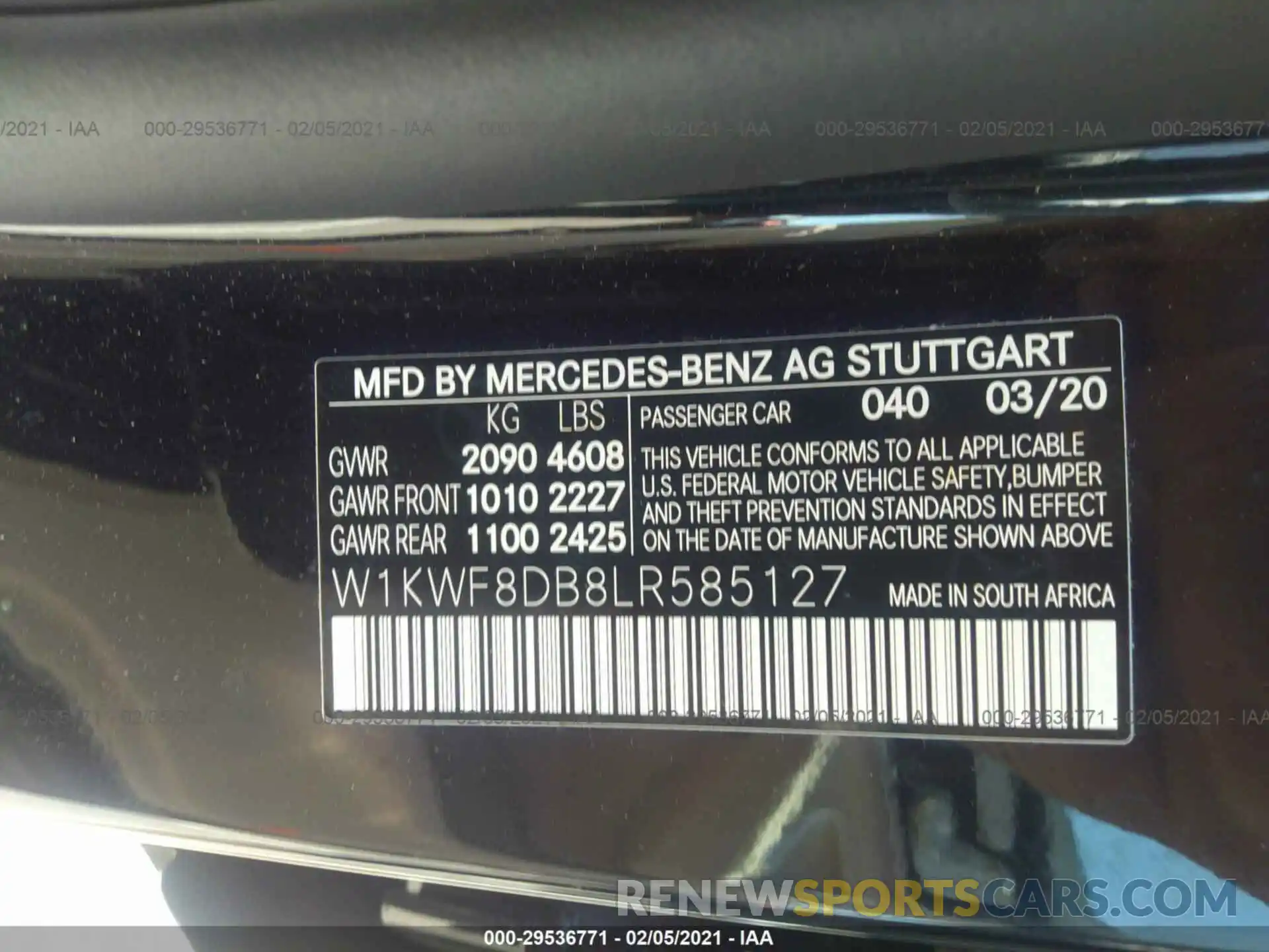 9 Фотография поврежденного автомобиля W1KWF8DB8LR585127 MERCEDES-BENZ C-CLASS 2020