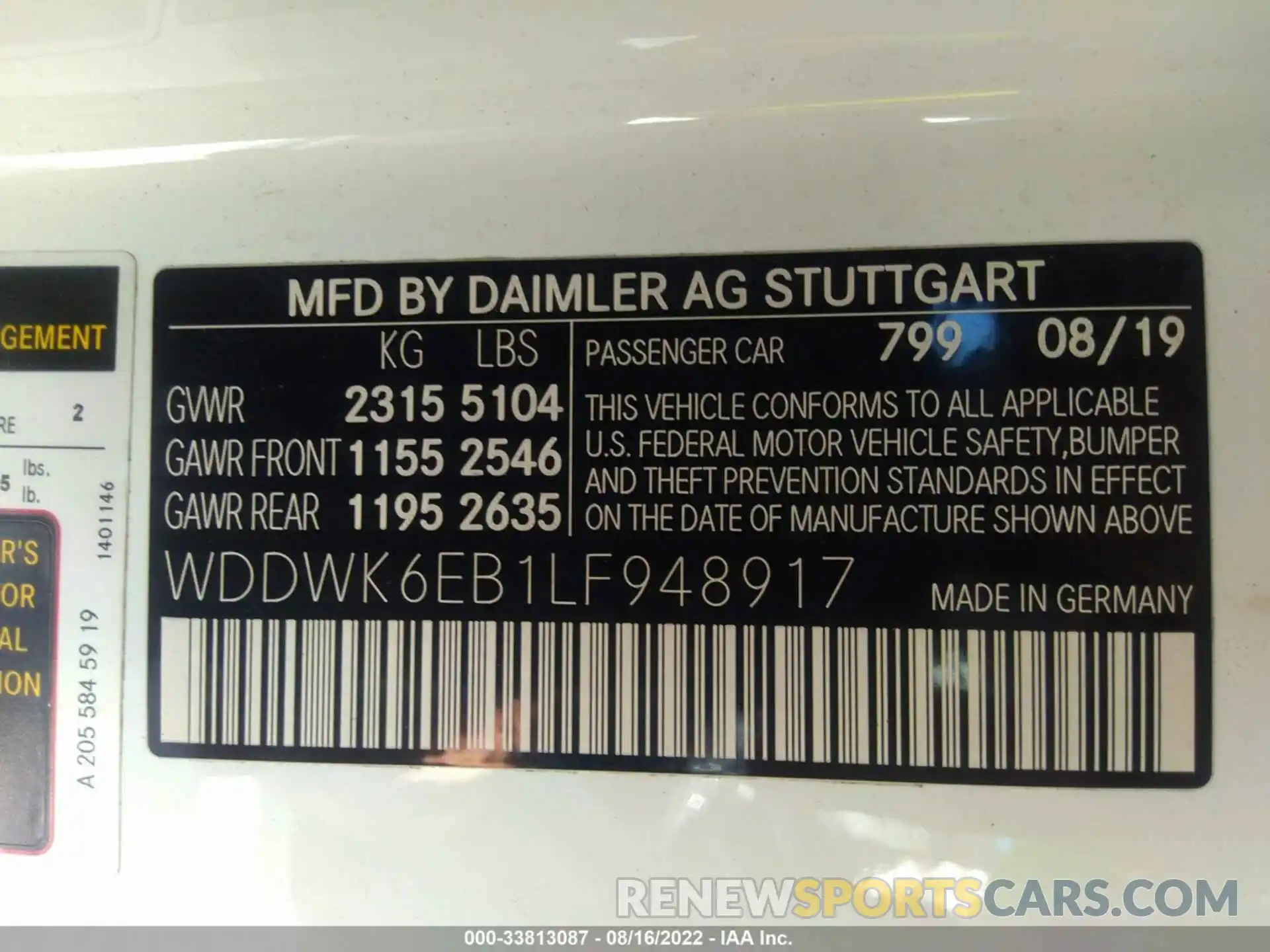 9 Photograph of a damaged car WDDWK6EB1LF948917 MERCEDES-BENZ C-CLASS 2020