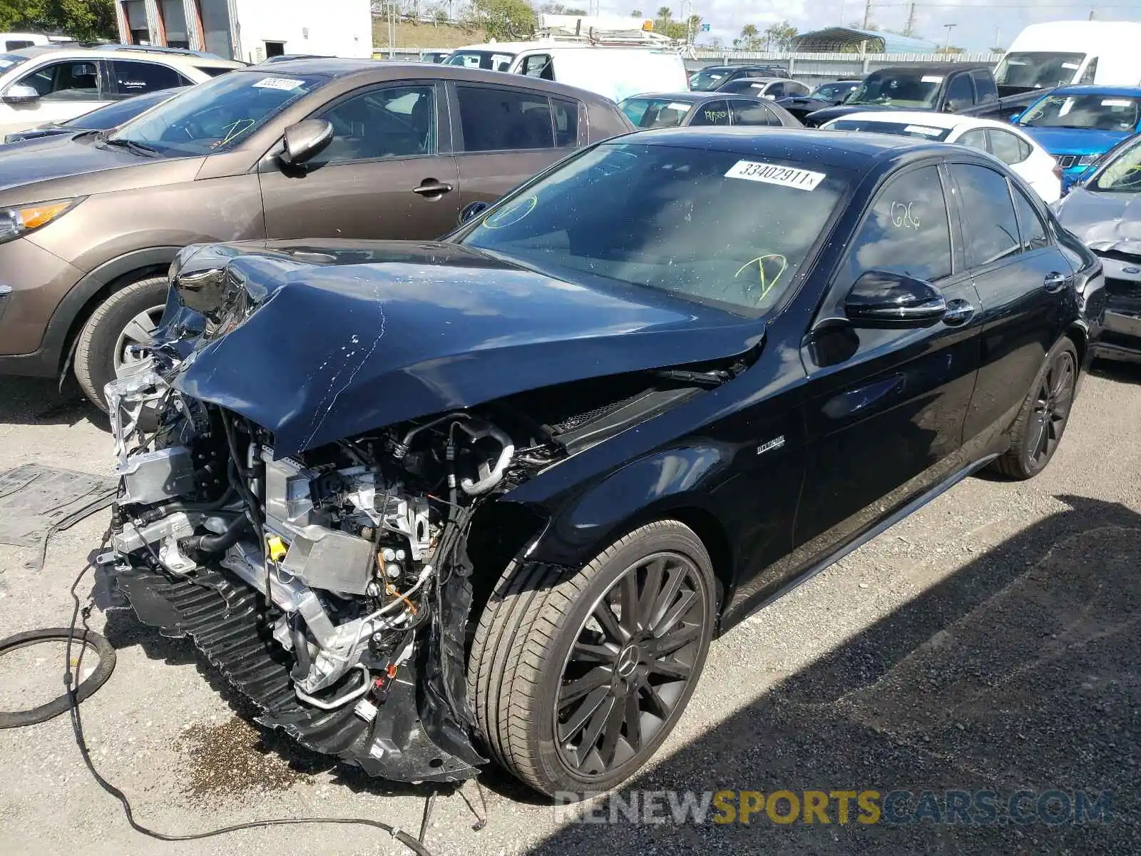 2 Photograph of a damaged car W1KWF6EB1MR607893 MERCEDES-BENZ C CLASS 2021