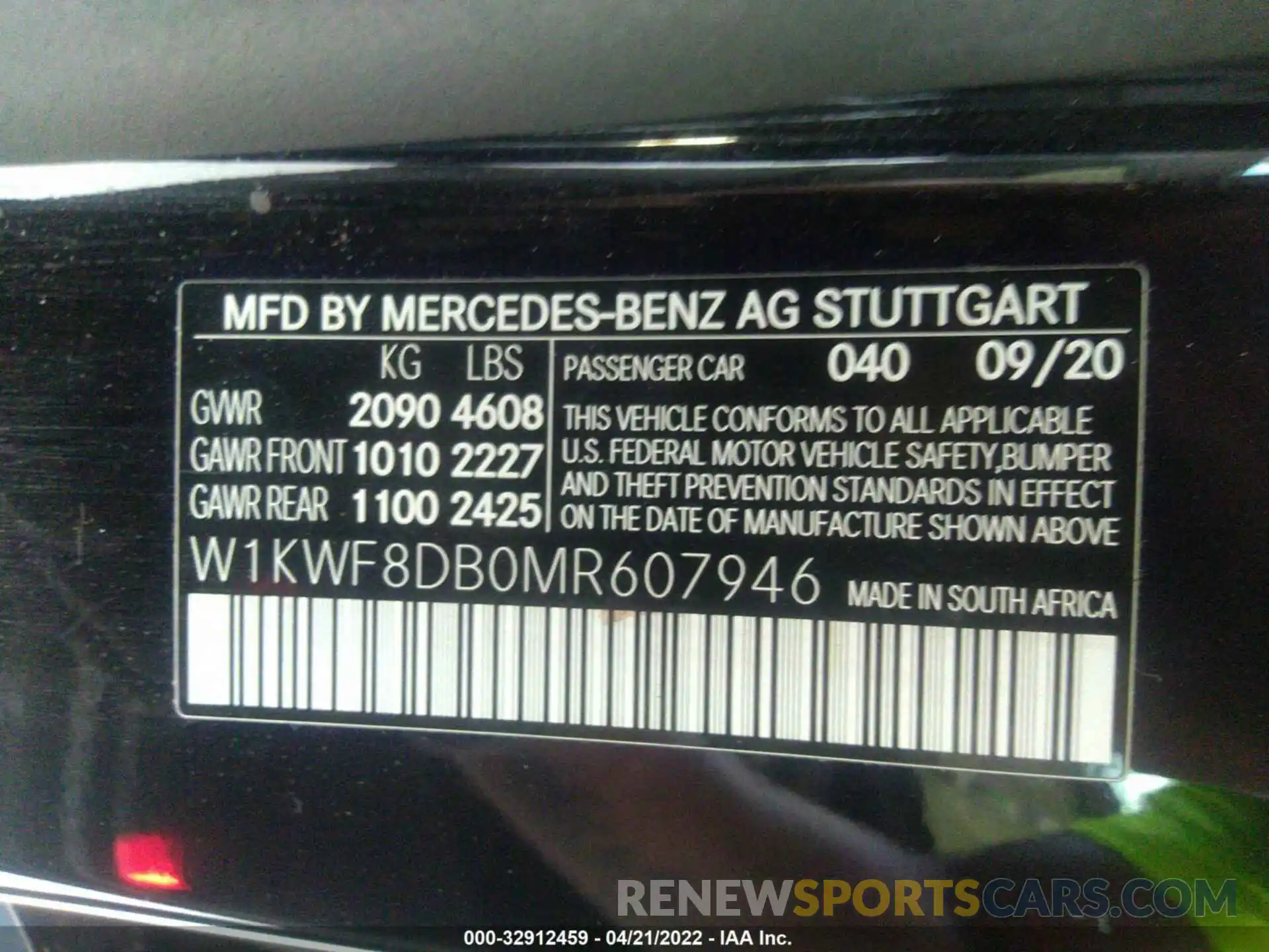 9 Photograph of a damaged car W1KWF8DB0MR607946 MERCEDES-BENZ C-CLASS 2021