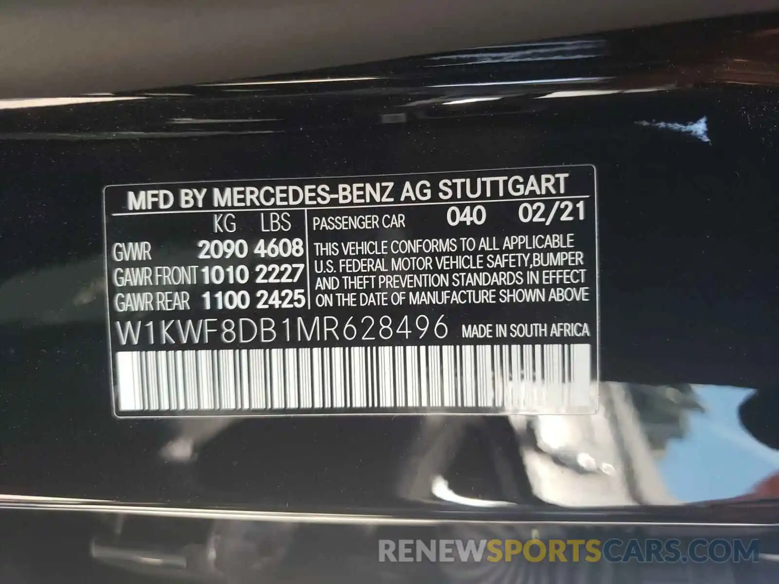 10 Photograph of a damaged car W1KWF8DB1MR628496 MERCEDES-BENZ C CLASS 2021