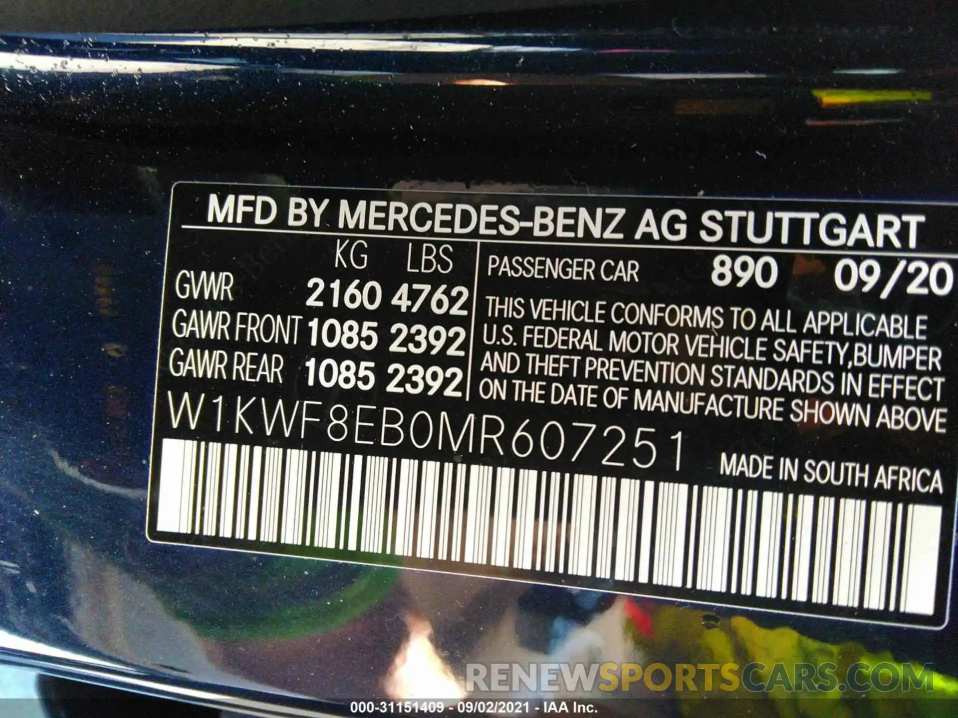 9 Photograph of a damaged car W1KWF8EB0MR607251 MERCEDES-BENZ C-CLASS 2021