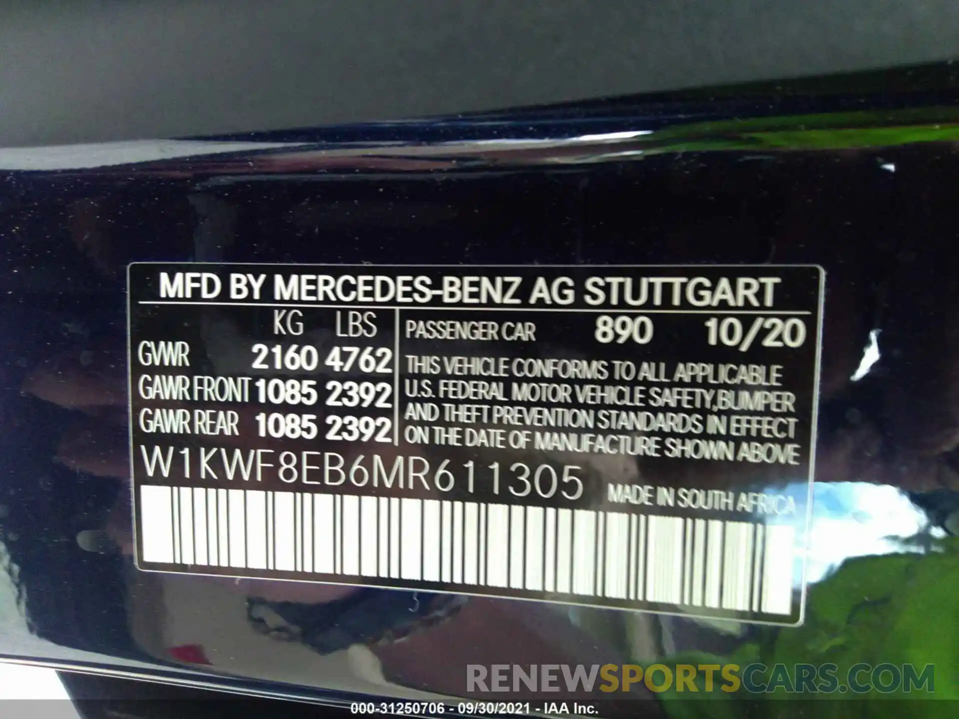 9 Photograph of a damaged car W1KWF8EB6MR611305 MERCEDES-BENZ C-CLASS 2021