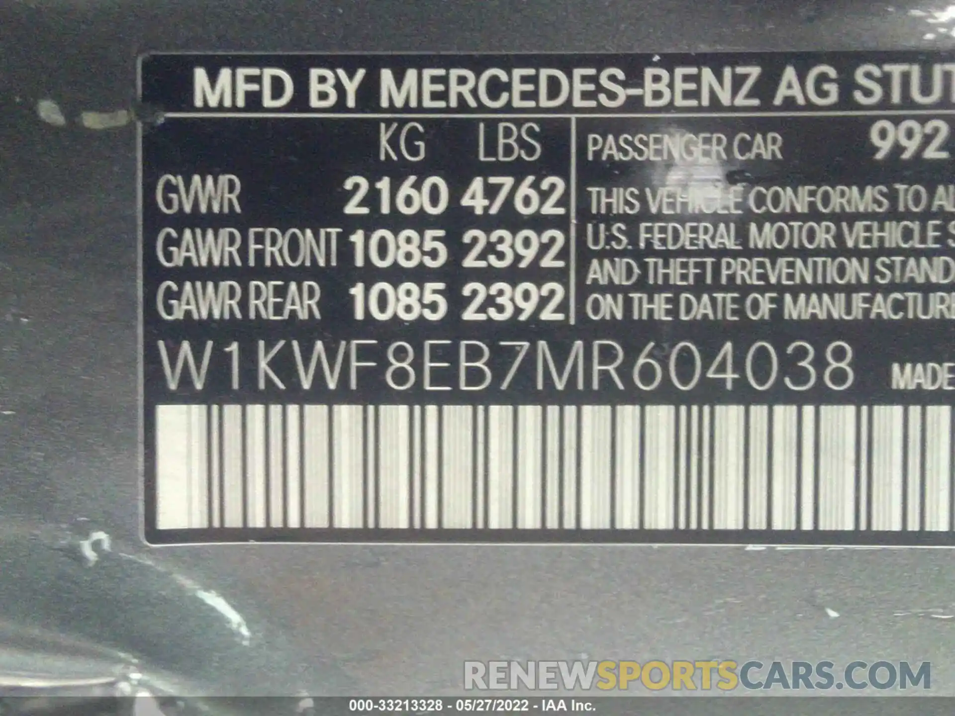 9 Photograph of a damaged car W1KWF8EB7MR604038 MERCEDES-BENZ C-CLASS 2021