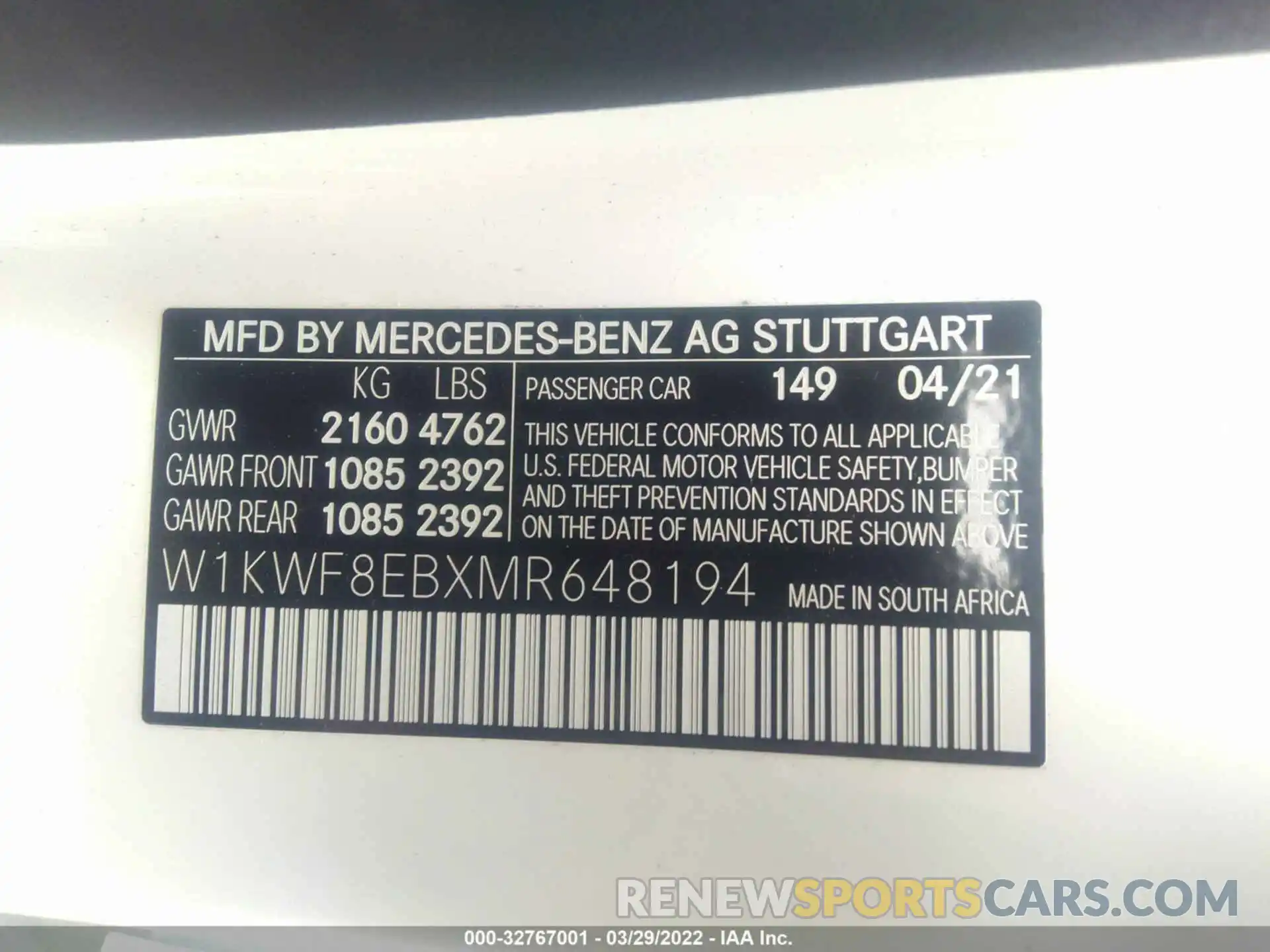 9 Photograph of a damaged car W1KWF8EBXMR648194 MERCEDES-BENZ C-CLASS 2021