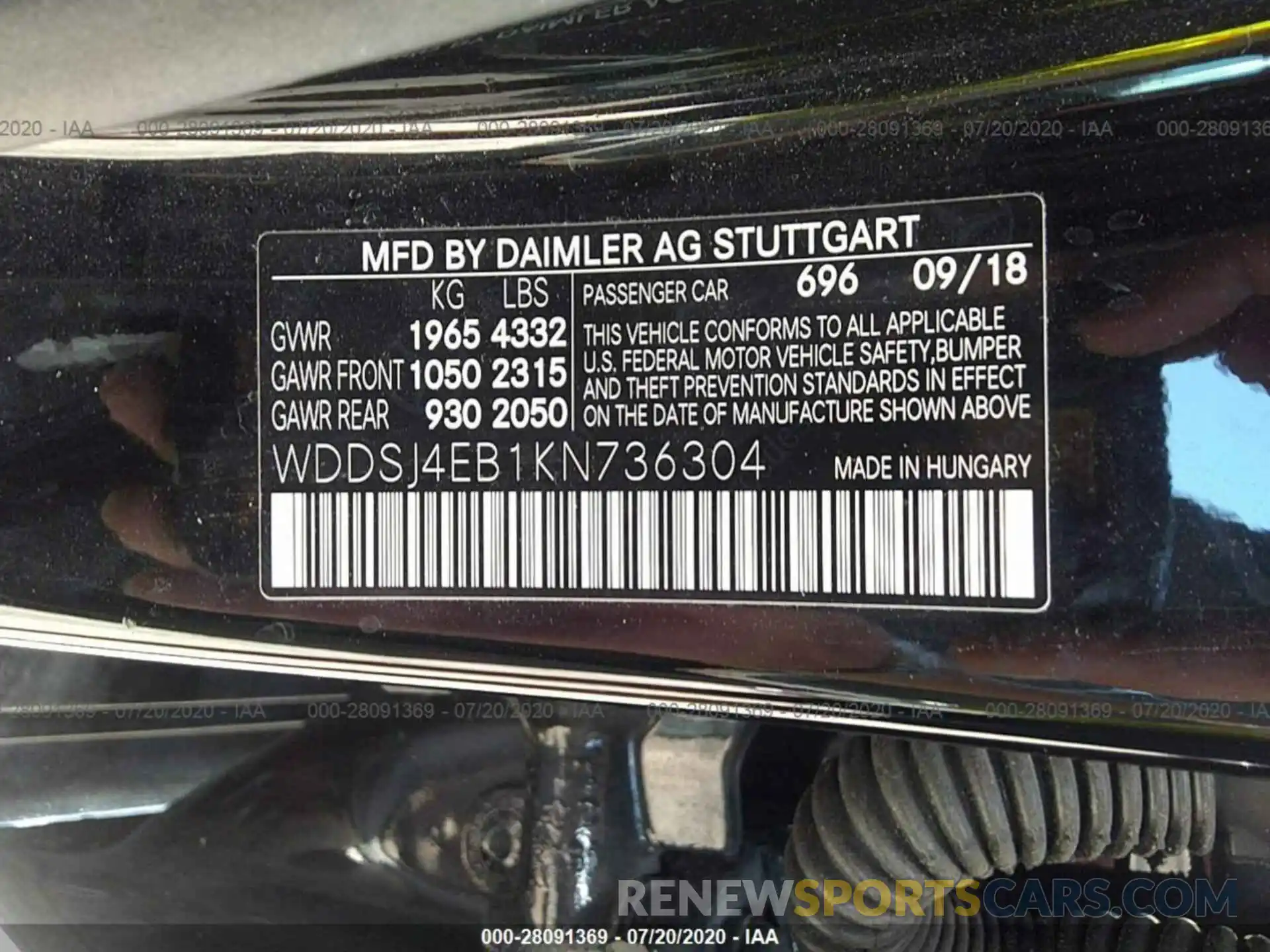 9 Фотография поврежденного автомобиля WDDSJ4EB1KN736304 MERCEDES-BENZ CLA 2019